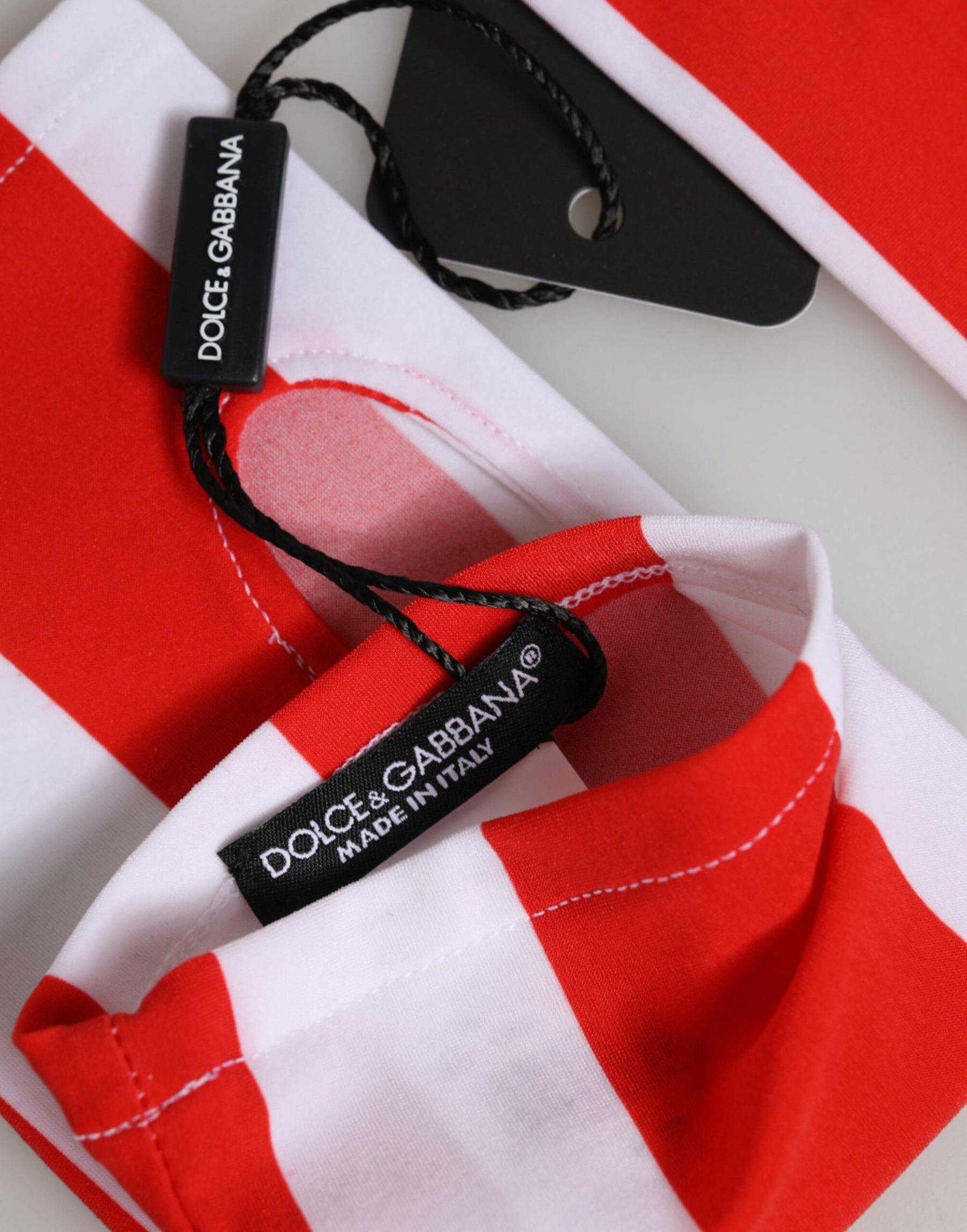 Dolce & Gabbana Red White Nylon Fingerless Wrist Length Gloves | Regal Royce