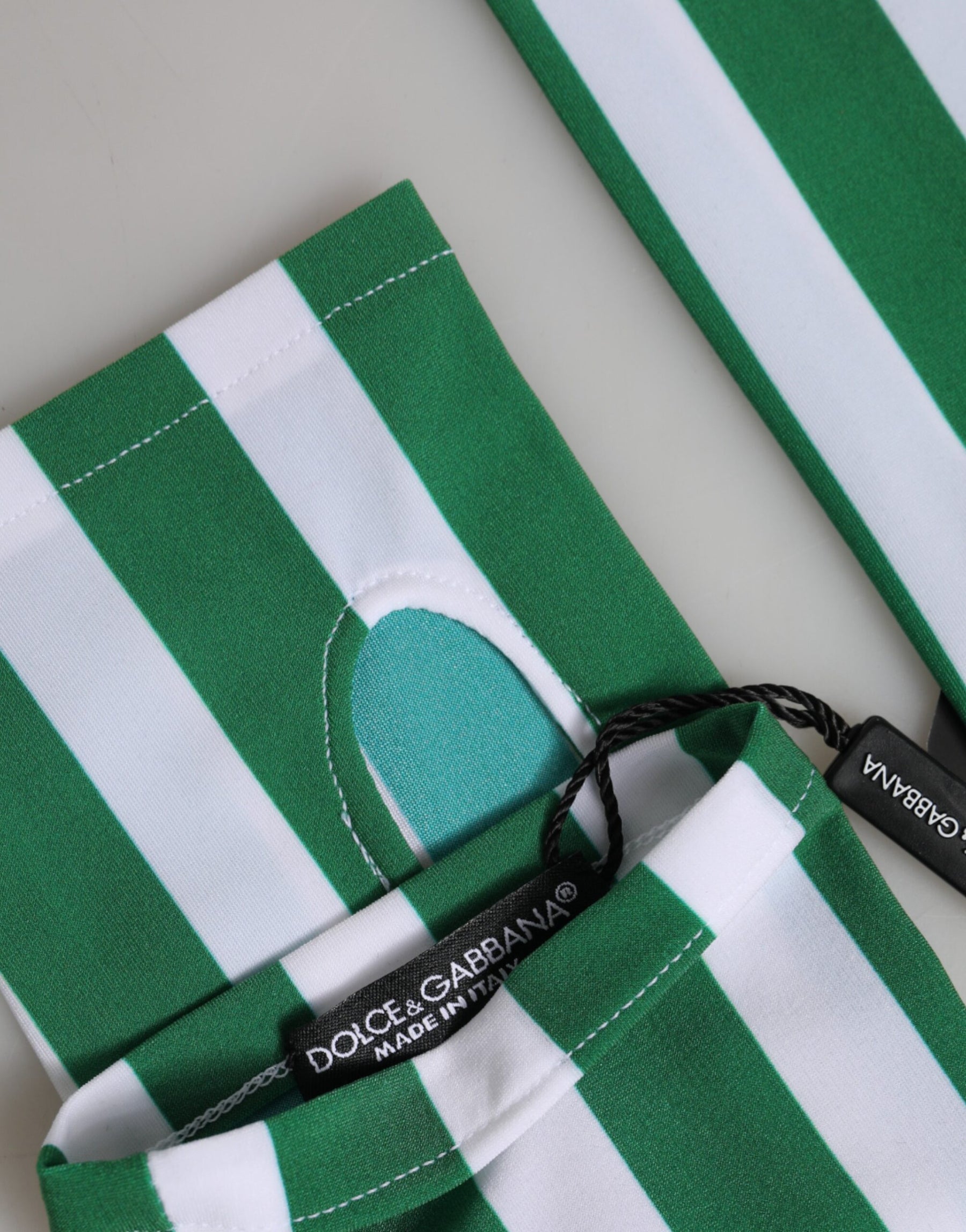 Dolce & Gabbana Green White Nylon Fingerless Wrist Length Gloves | Regal Royce