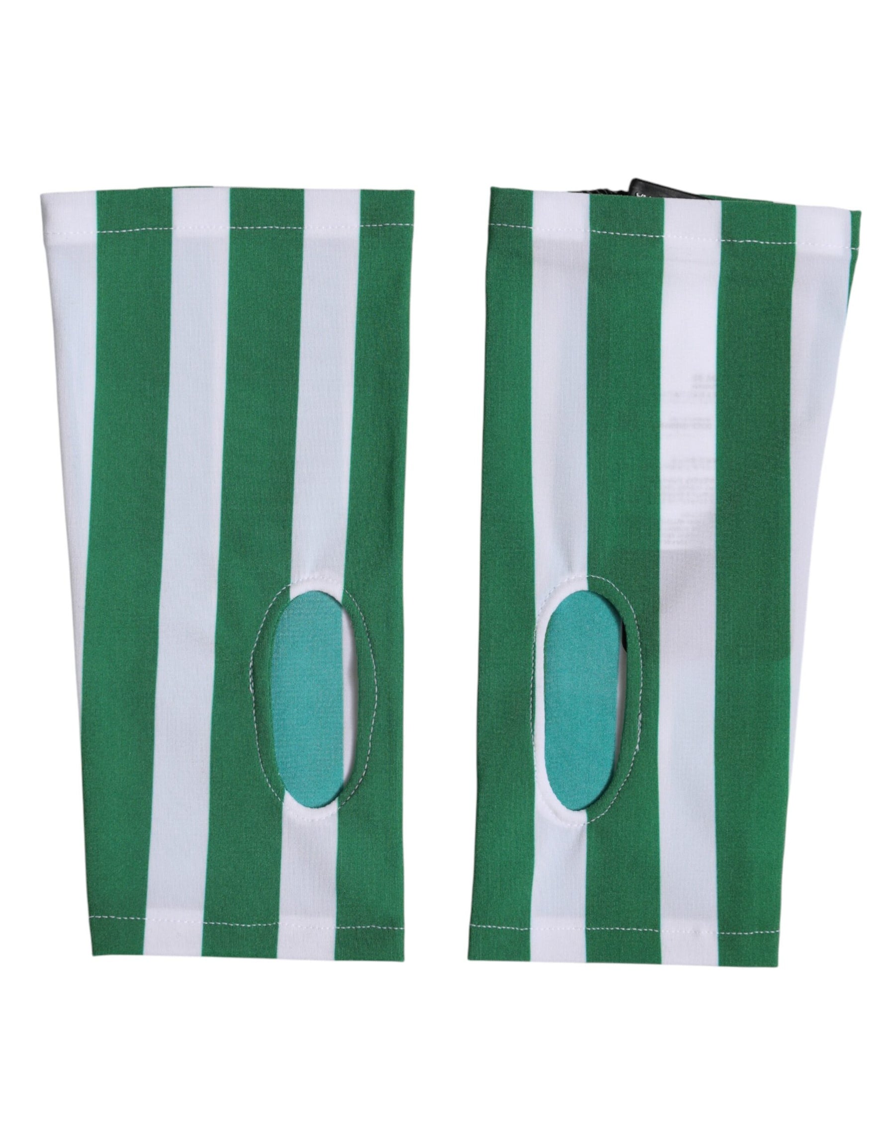 Dolce & Gabbana Green White Nylon Fingerless Wrist Length Gloves | Regal Royce