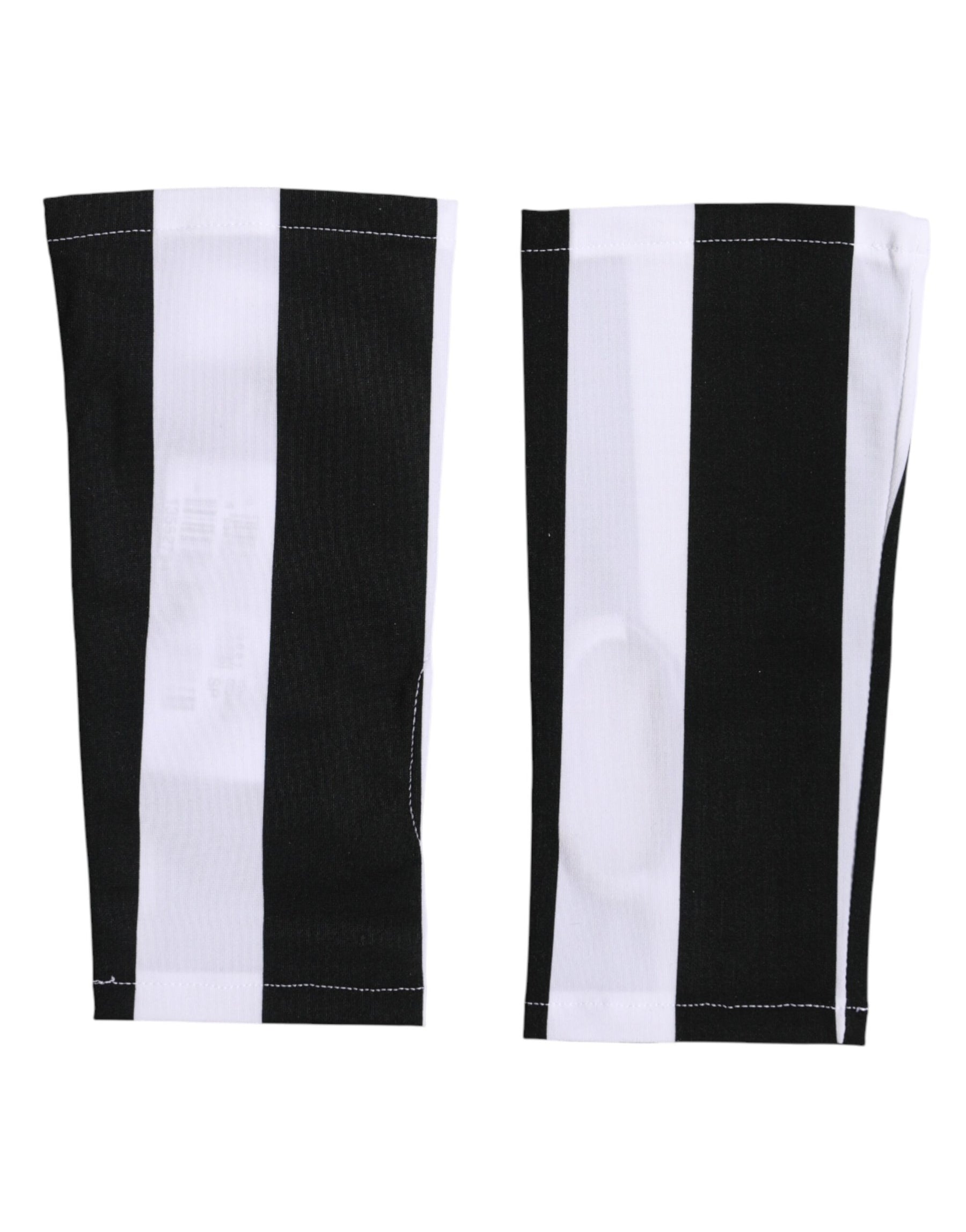Dolce & Gabbana Black White Nylon Fingerless Wrist Length Gloves | Regal Royce