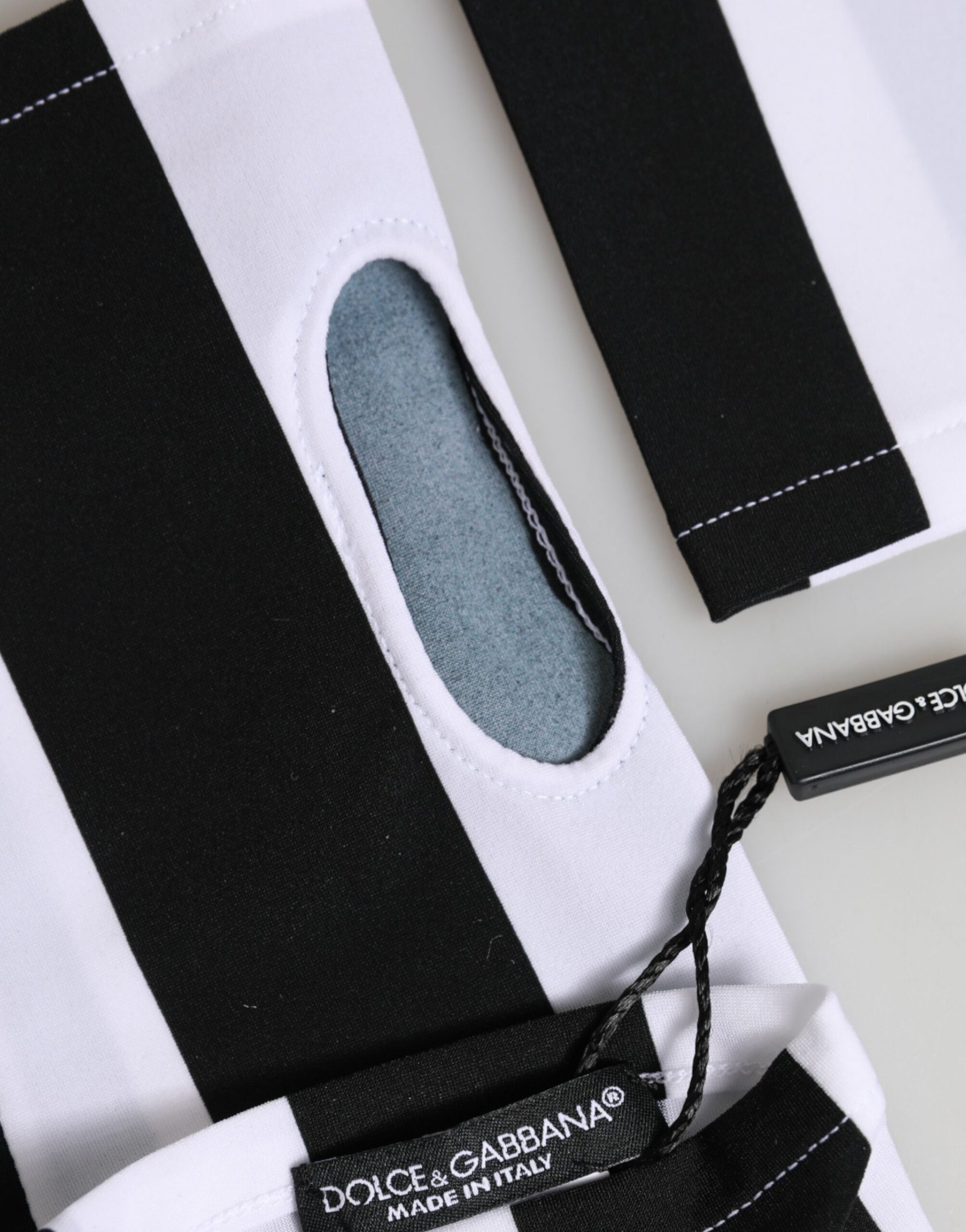 Dolce & Gabbana Black White Nylon Fingerless Wrist Length Gloves | Regal Royce