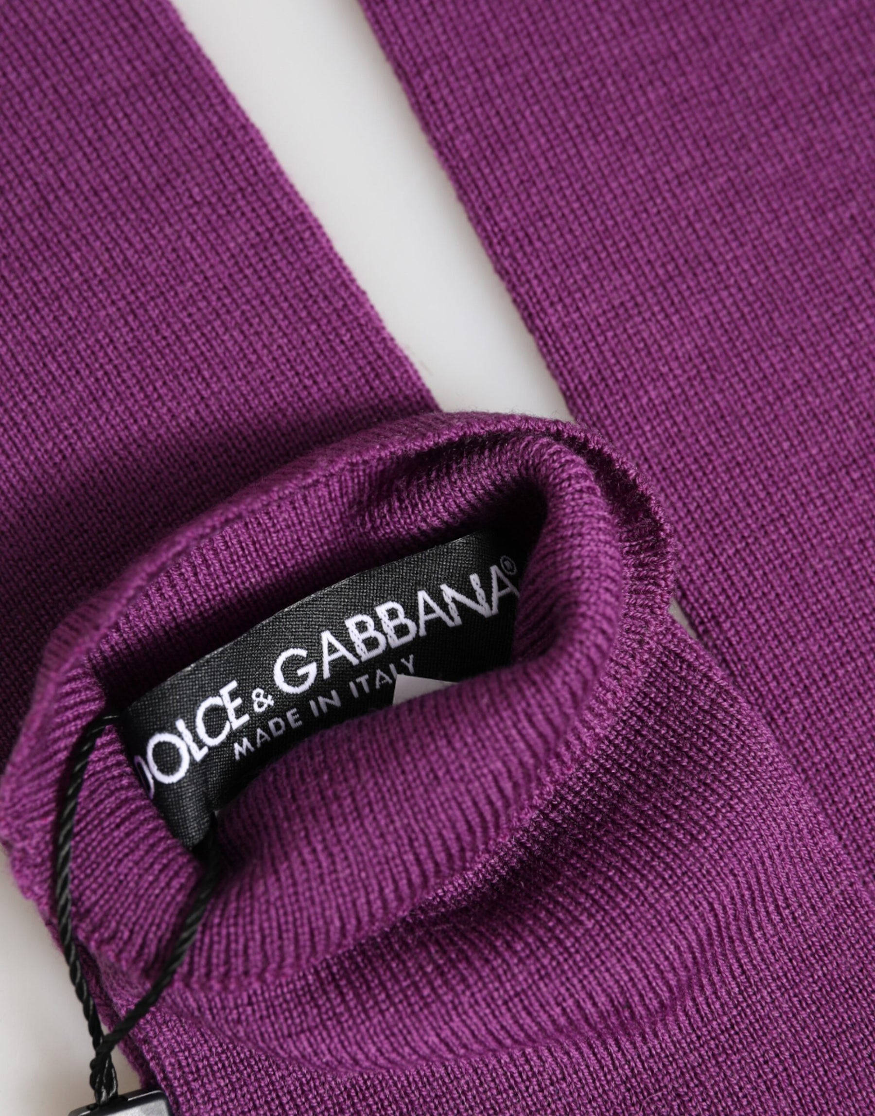 Dolce & Gabbana Purple Wool Fingerless Elbow Length Women One Size Gloves | Regal Royce