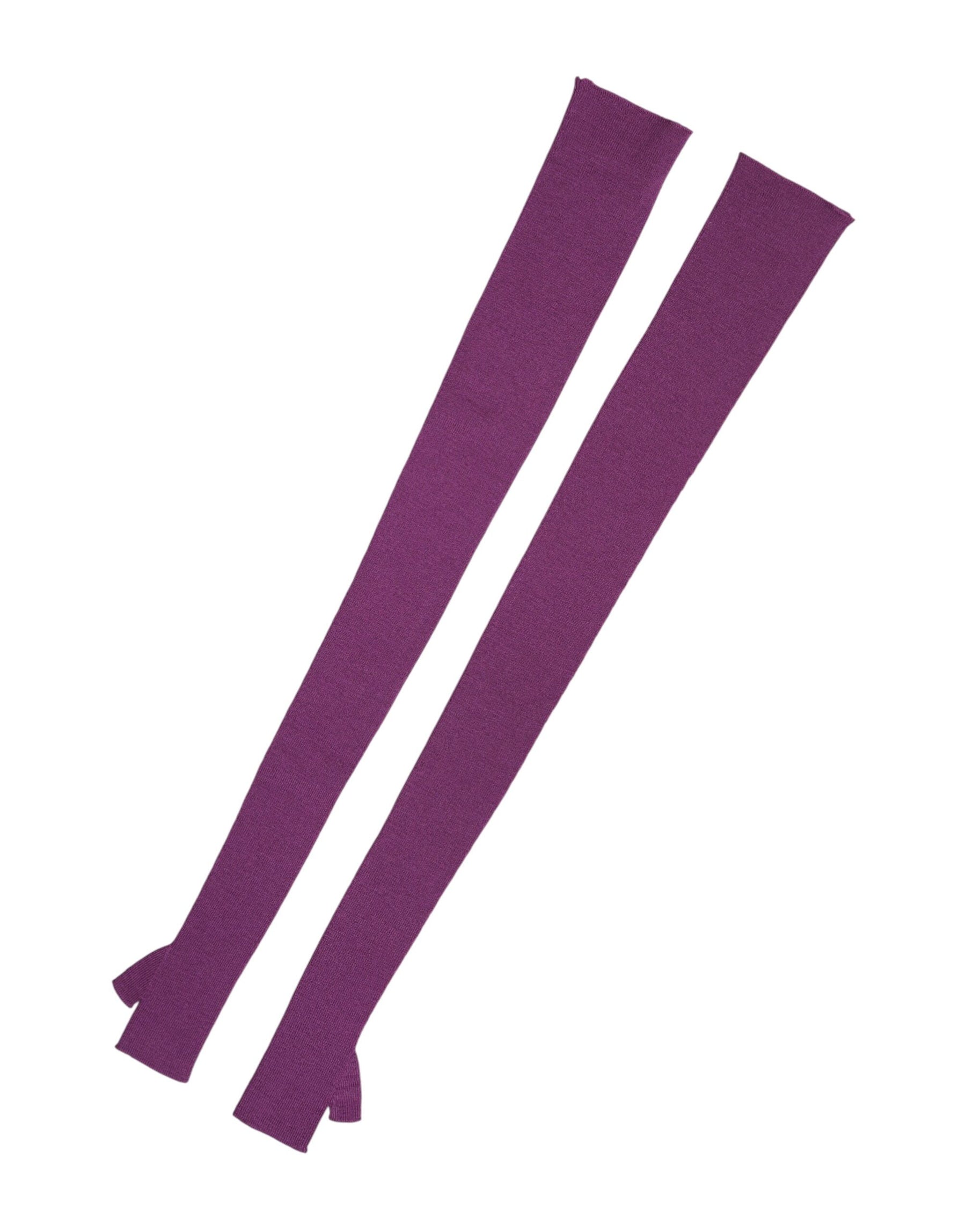 Dolce & Gabbana Purple Wool Fingerless Elbow Length Women One Size Gloves | Regal Royce