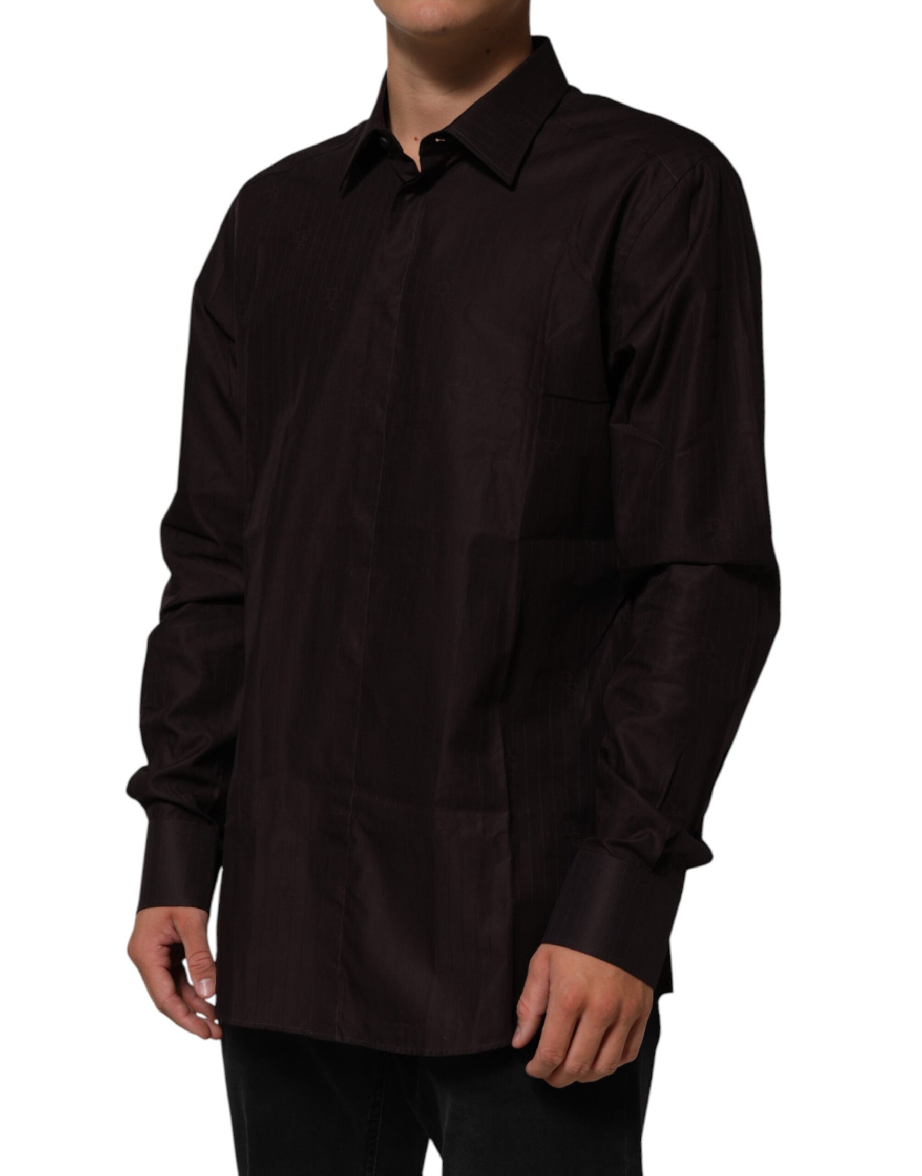Dolce & Gabbana Brown Cotton LongSleeve MARTINI Dress  Shirt | Regal Royce