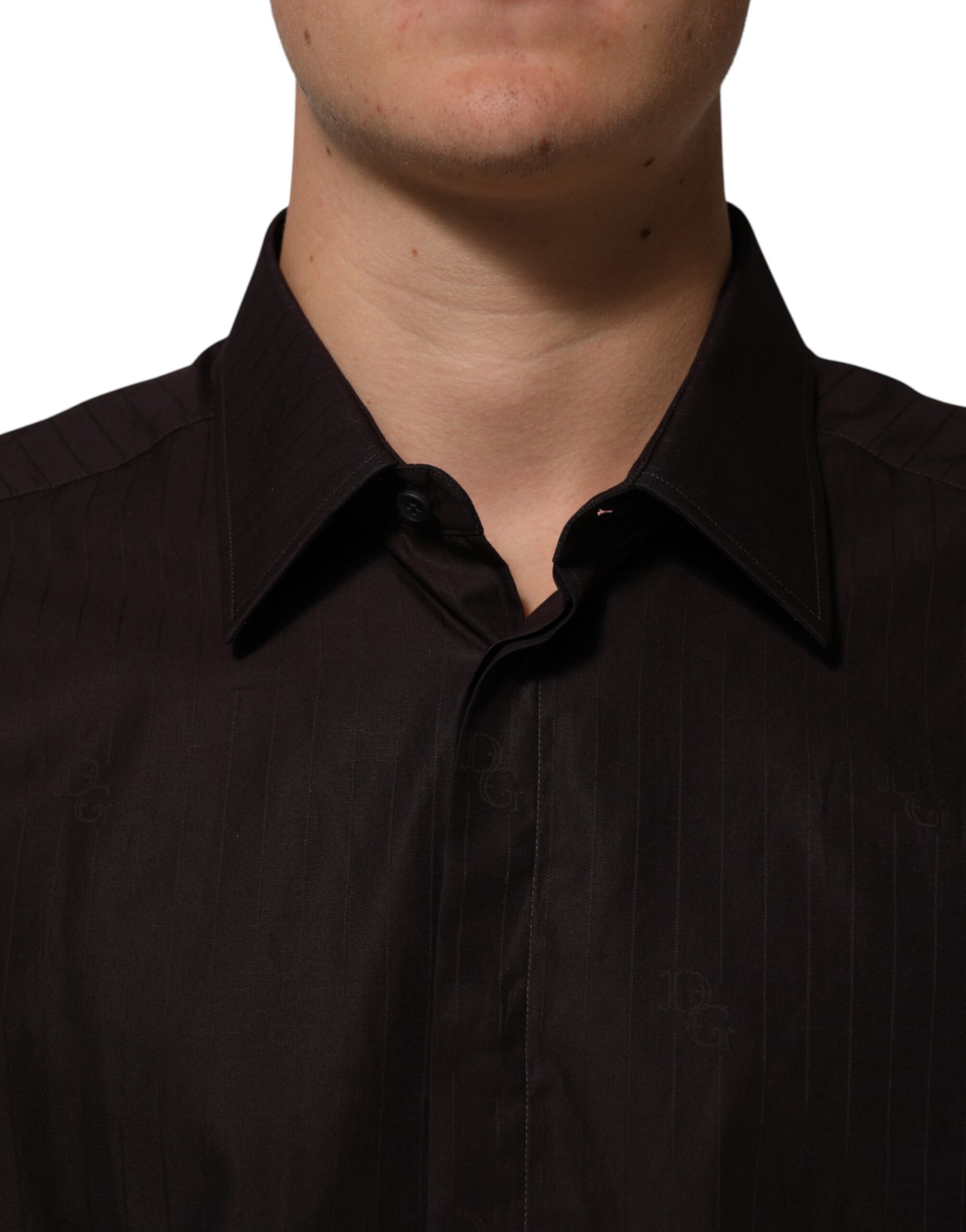 Dolce & Gabbana Brown Cotton LongSleeve MARTINI Dress  Shirt | Regal Royce