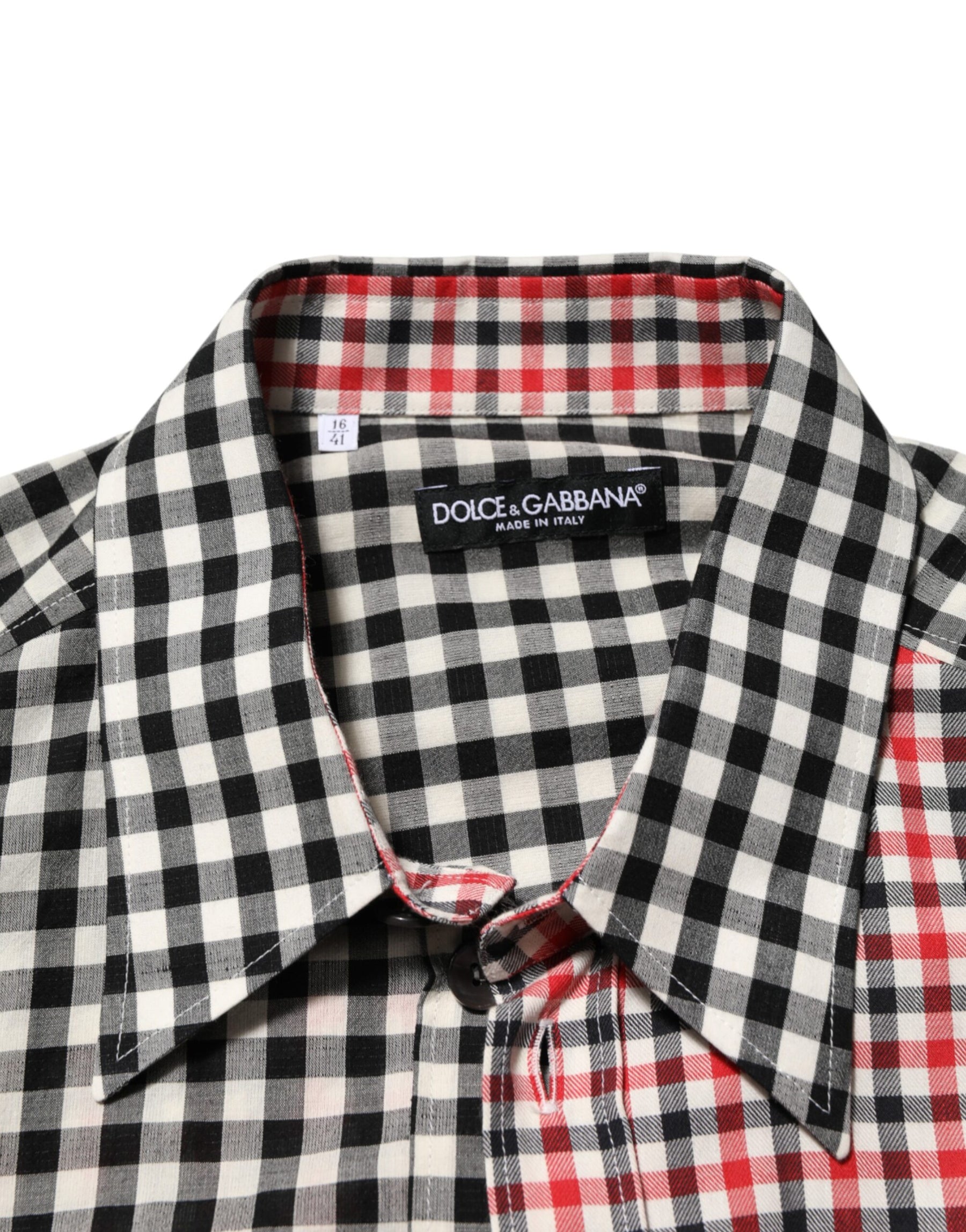 Dolce & Gabbana Multicolor Cotton Collared Checkered Shirt | Regal Royce