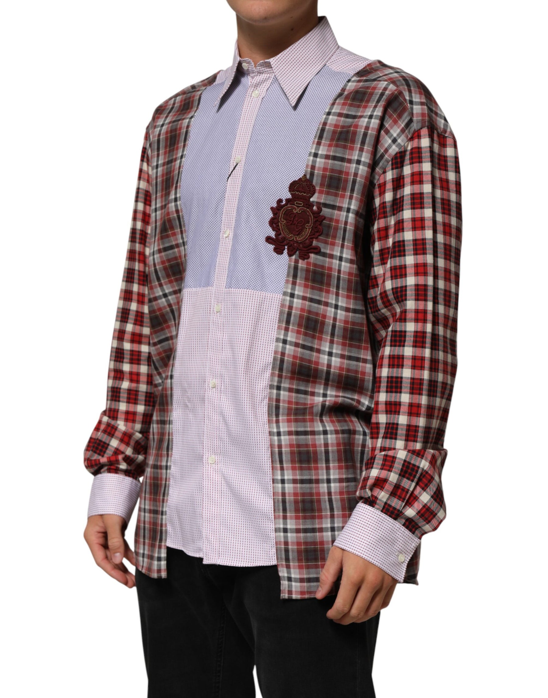 Dolce & Gabbana Multicolor Cotton Collared Checkered Shirt | Regal Royce