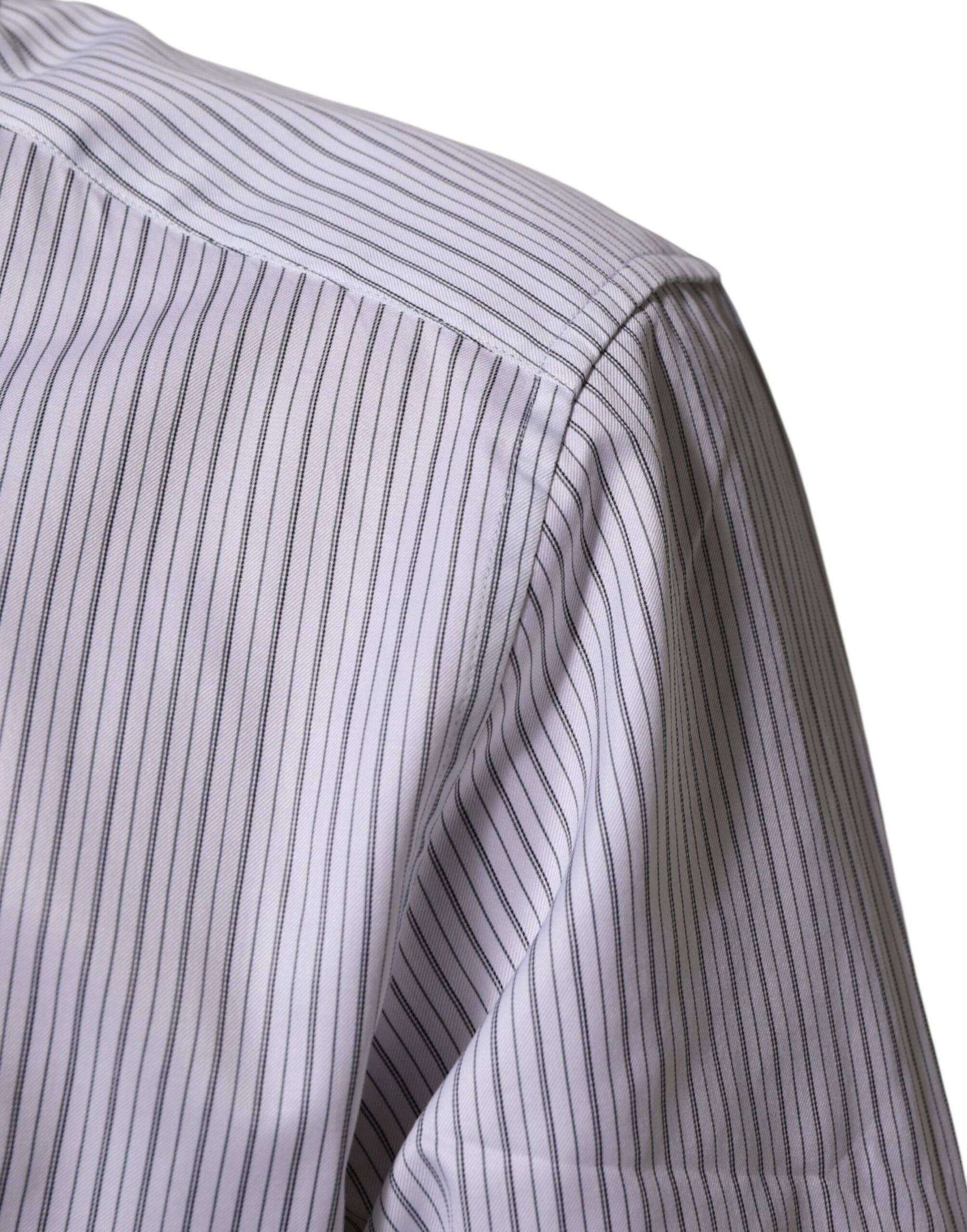 Dolce & Gabbana White Stripes Cotton Men GOLD Dress Shirt | Regal Royce