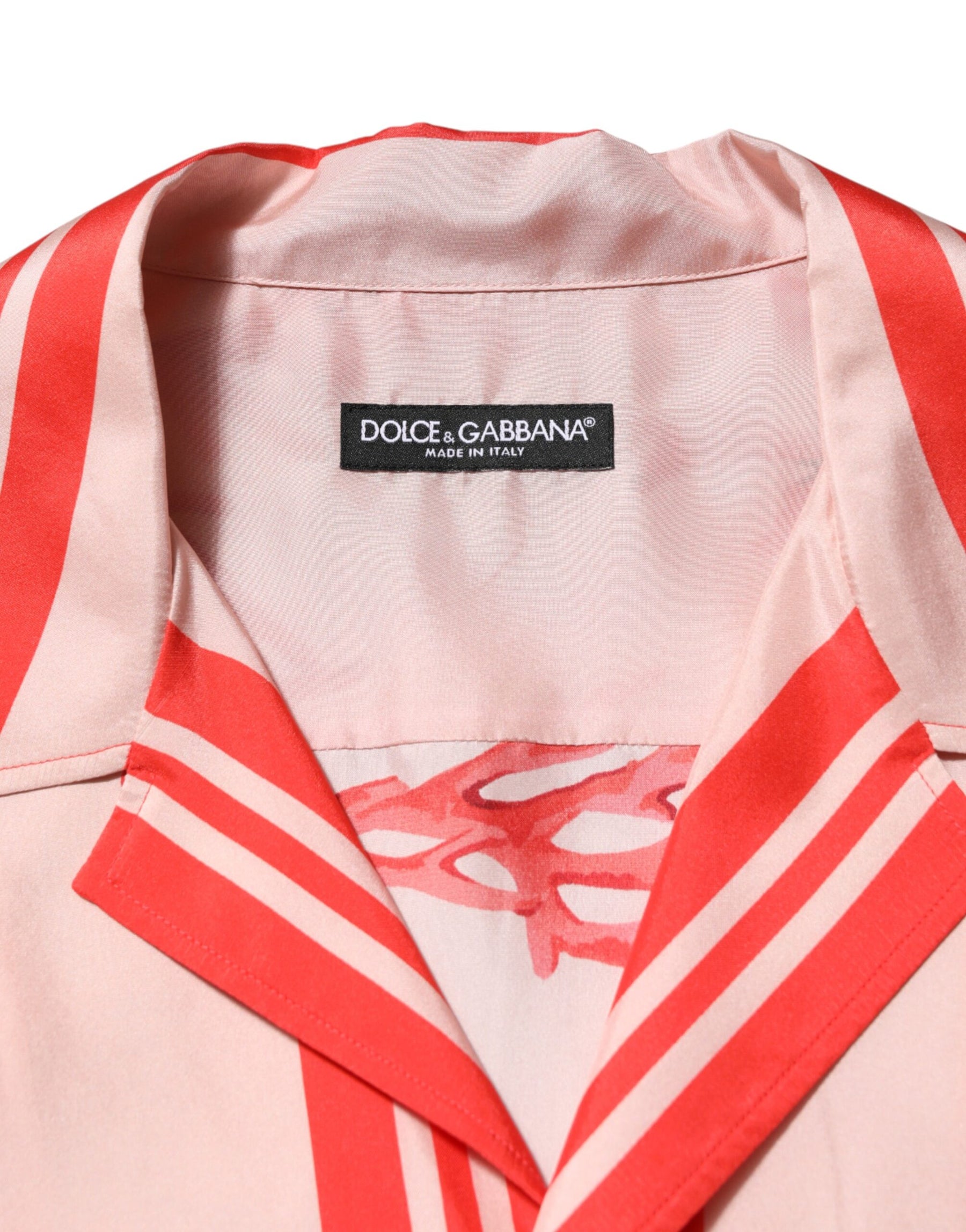 Dolce & Gabbana Shirt Red Corals Short Sleeves Button Down | Regal Royce
