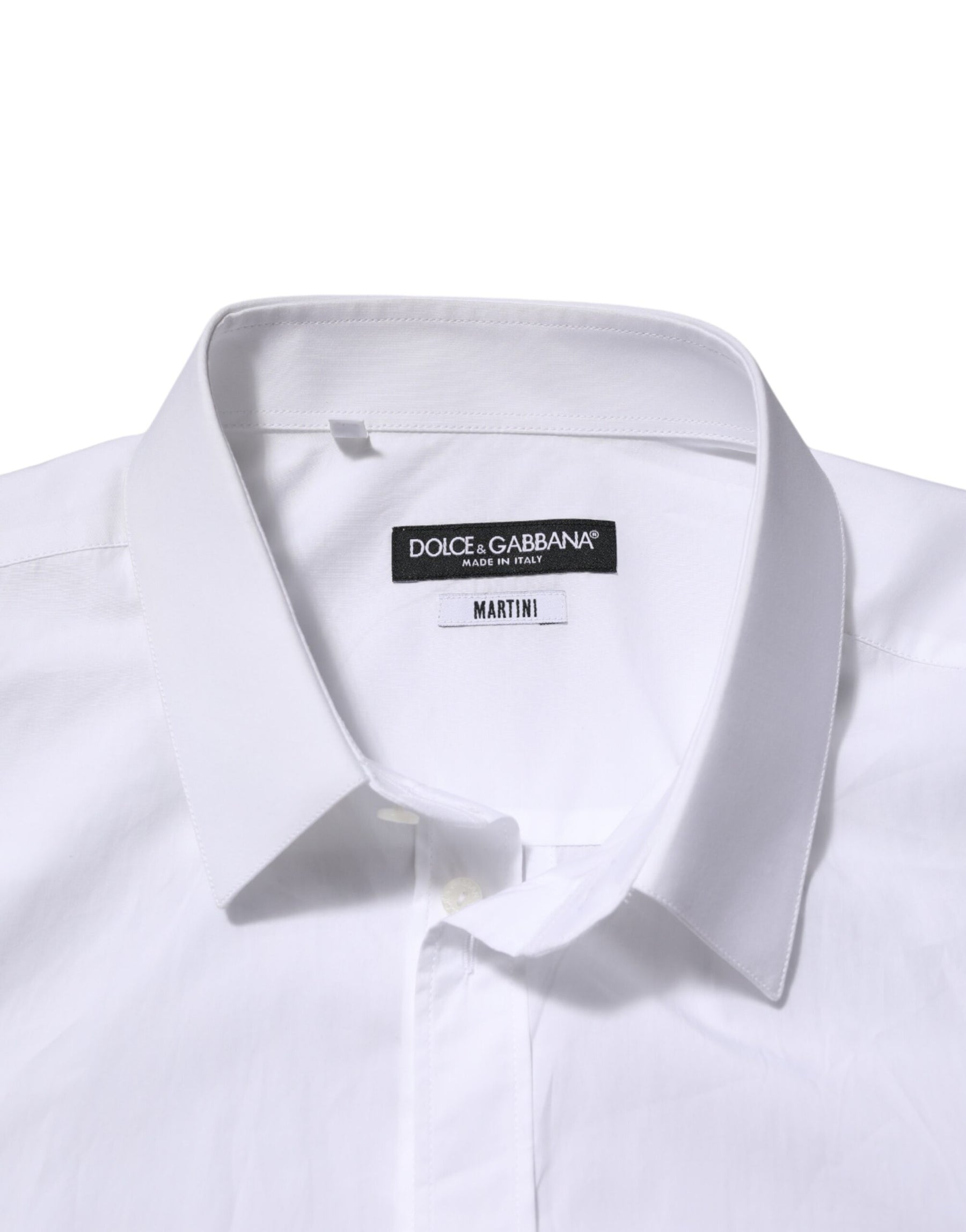 Dolce & Gabbana White Cotton Collared Men MARTINI Dress Shirt | Regal Royce