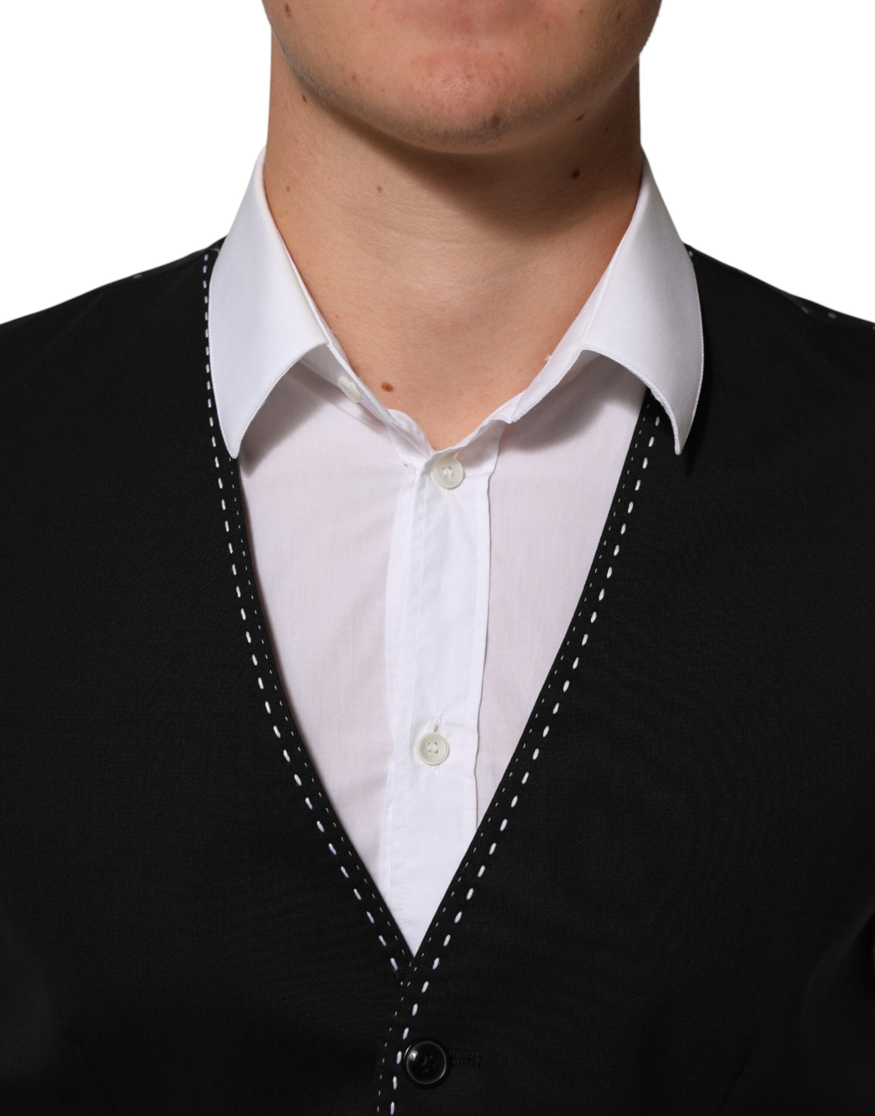 Dolce & Gabbana Black Wool Dress Formal Men Waistcoat Vest | Regal Royce