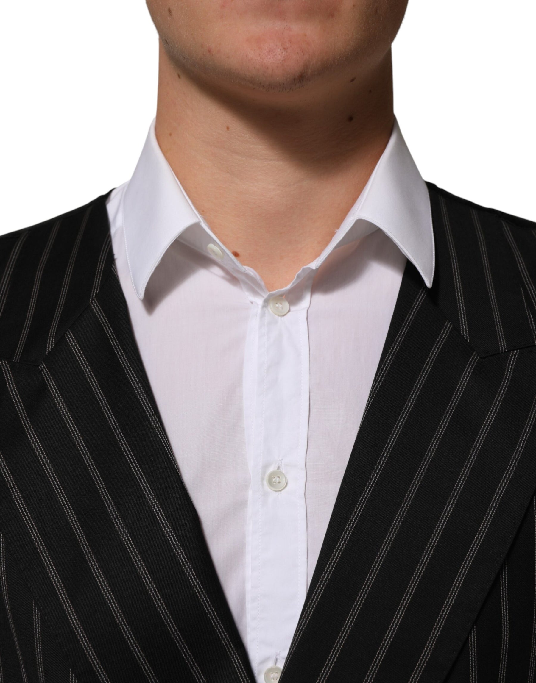 Dolce & Gabbana Black Stripes Wool Dress Men Waistcoat Vest | Regal Royce