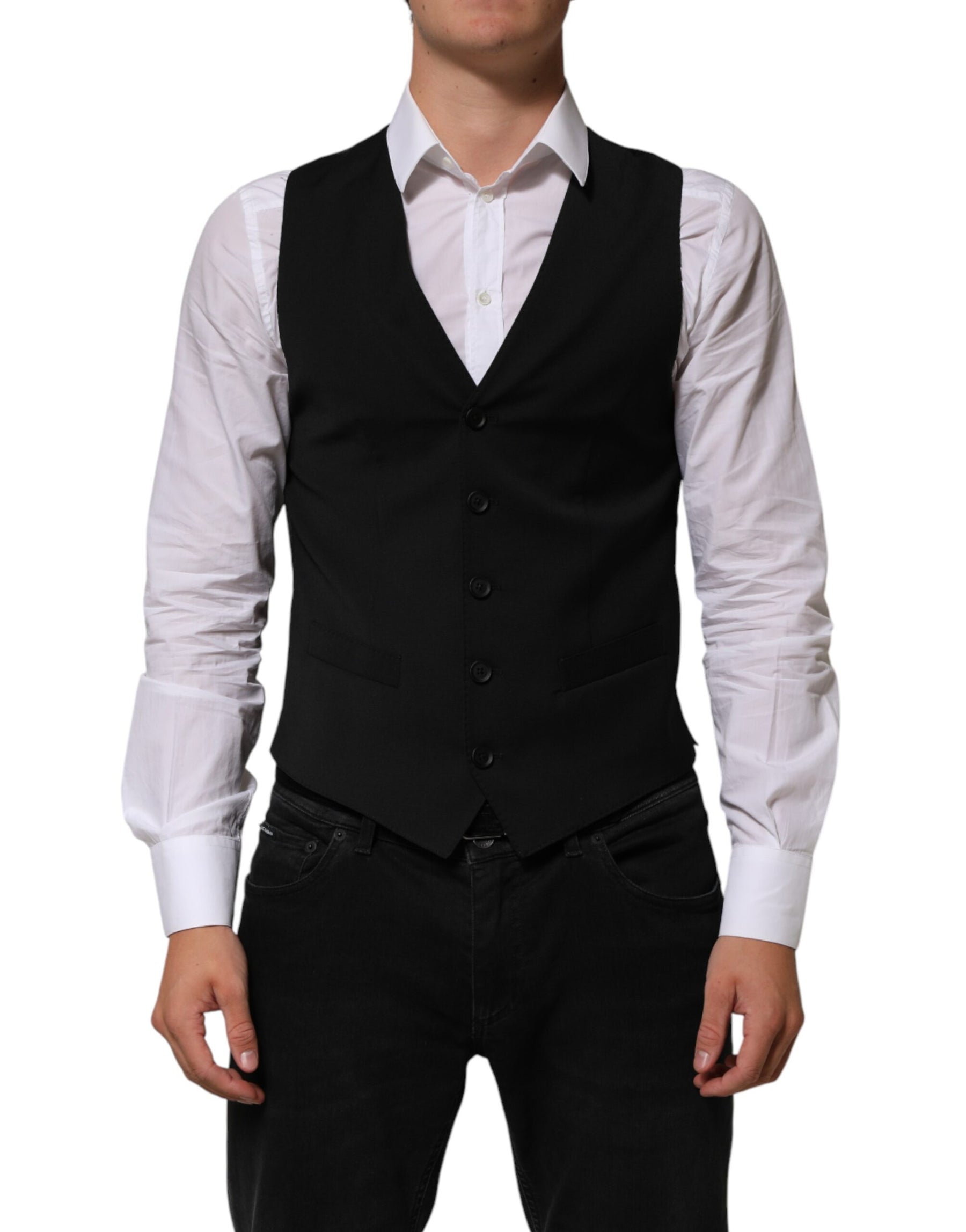 Dolce & Gabbana Black Polyester Dress Formal Waistcoat Vest | Regal Royce