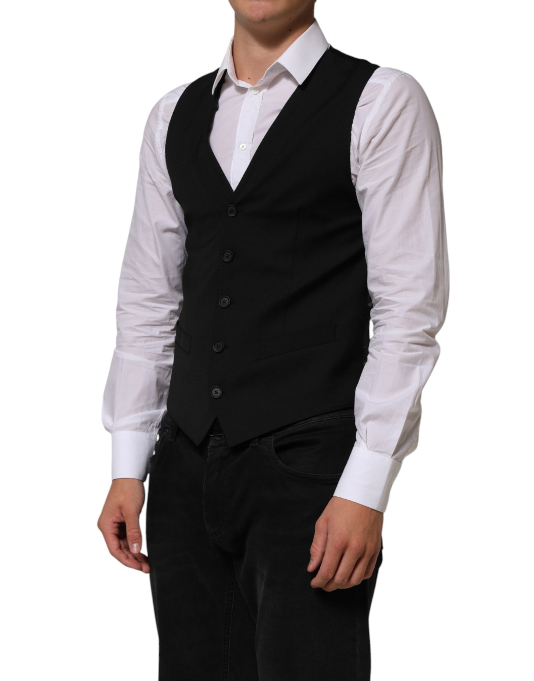 Dolce & Gabbana Black Polyester Dress Formal Waistcoat Vest | Regal Royce