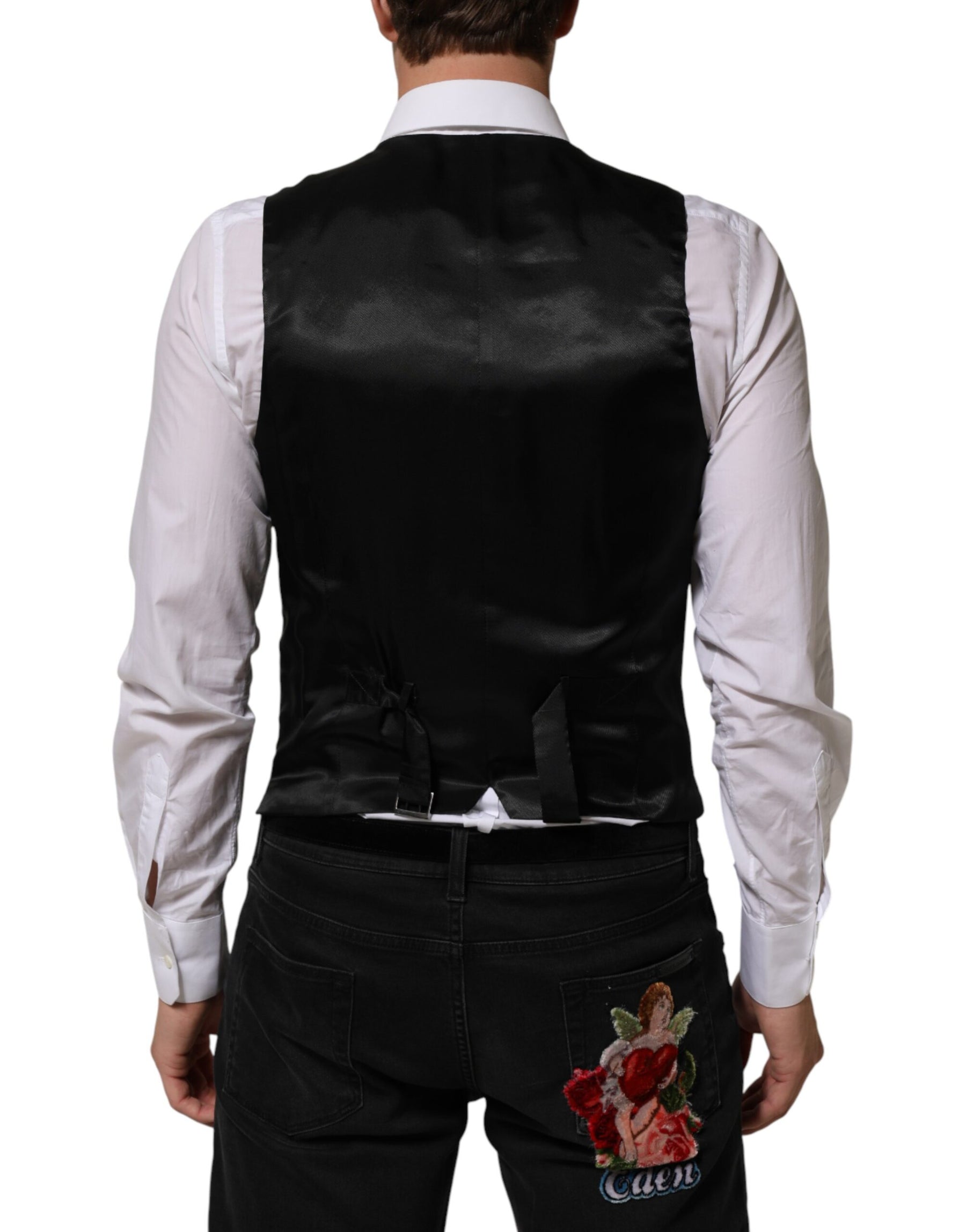 Dolce & Gabbana Black Polyester Dress Formal Waistcoat Vest | Regal Royce