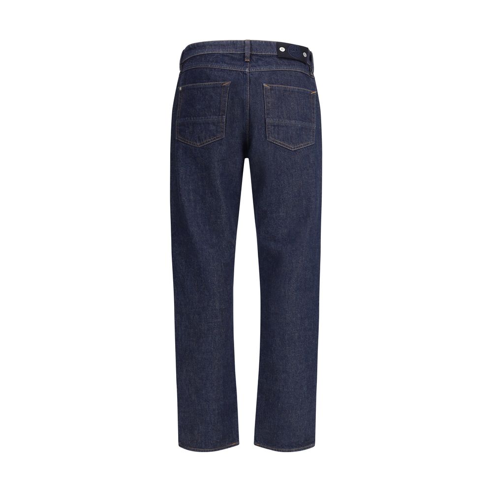 Stone Island Blue Cotton Cropped Jeans