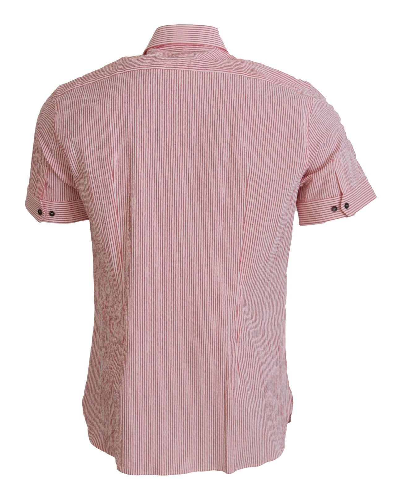 Dolce & Gabbana Red White Striped Cotton Short Sleeve Shirt | Regal Royce