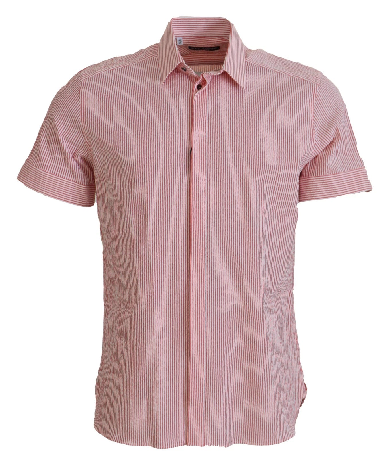 Dolce & Gabbana Red White Striped Cotton Short Sleeve Shirt | Regal Royce