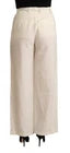 Jucca Off White Cotton High Waist Straight Women Trouser | Regal Royce