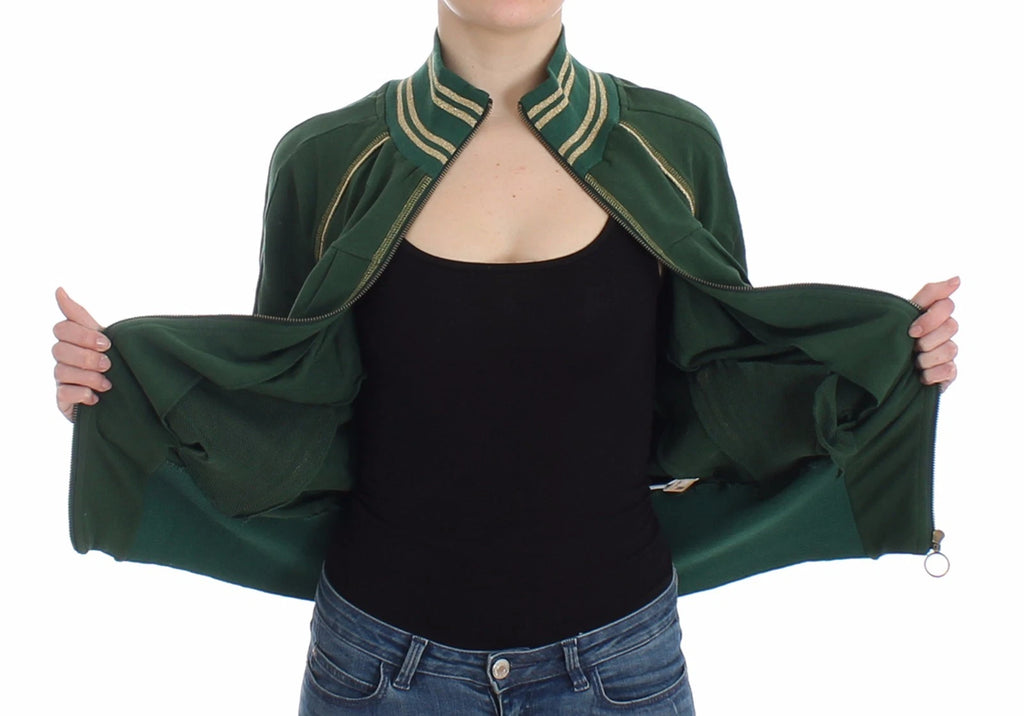John Galliano Green Mock Zip Cardigan Sweatshirt Sweater Jacket