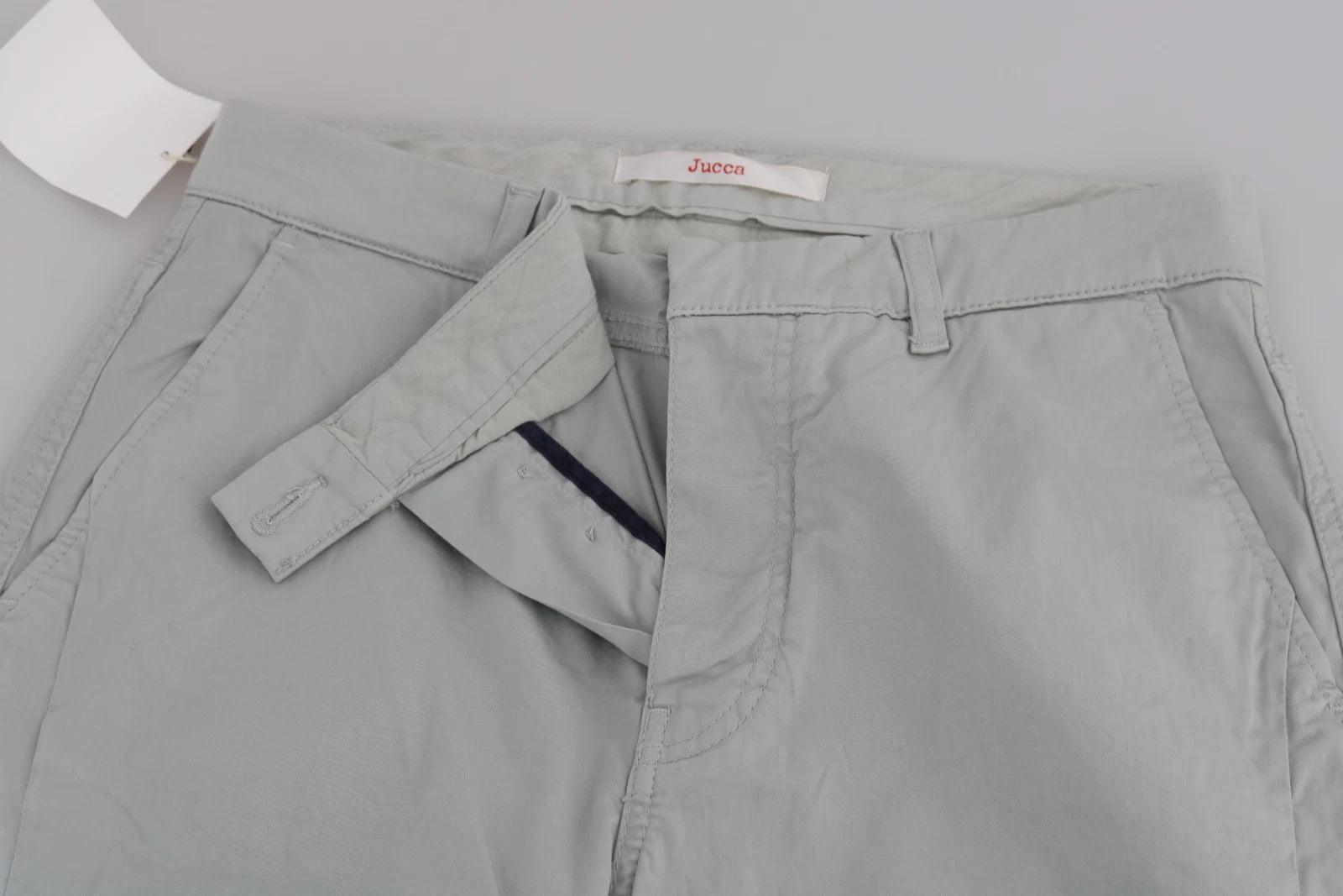 Jucca Cotton Gray High Waist Skinny Cropped Trousers Pants | Regal Royce