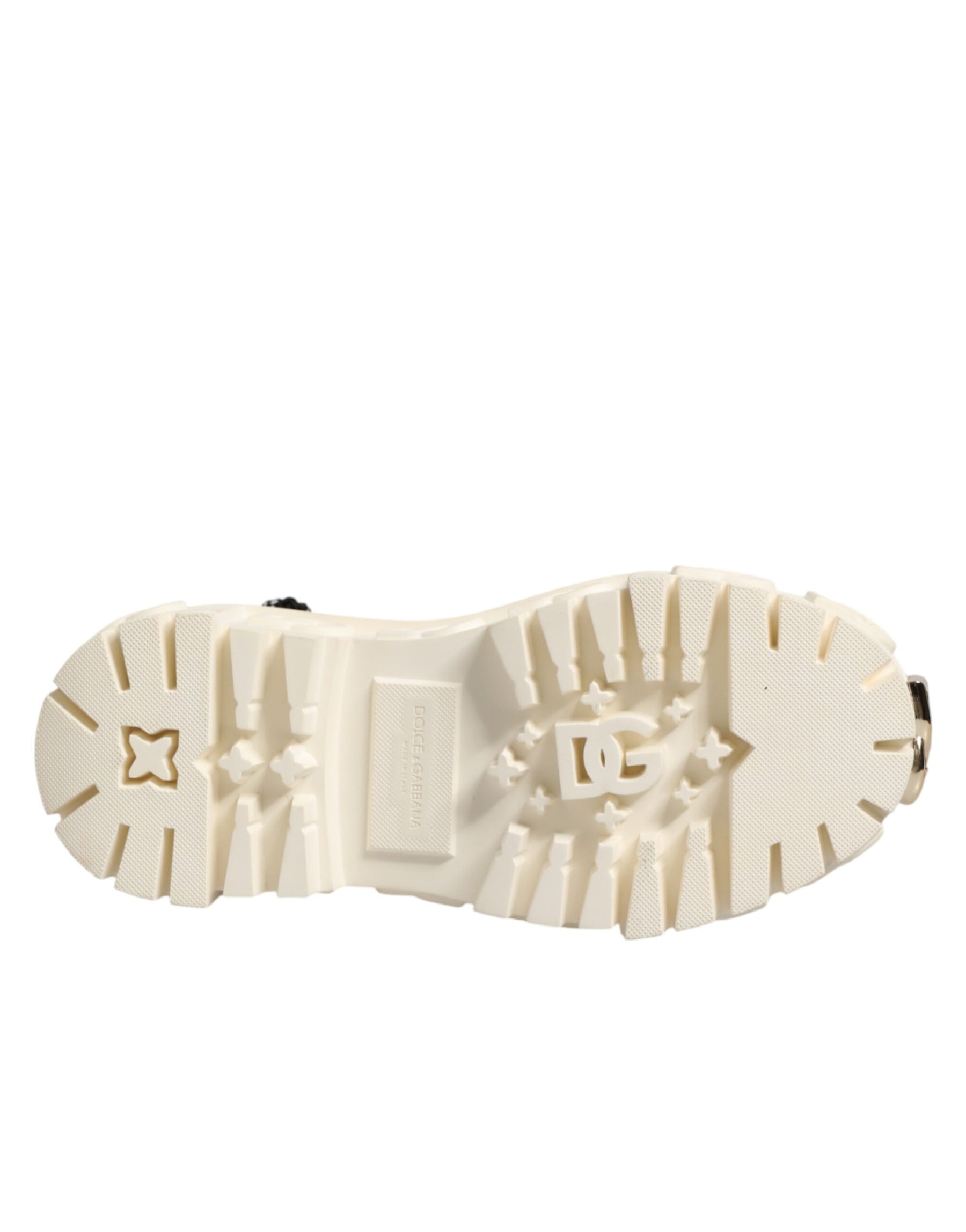 Dolce & Gabbana White Leather Rubber Logo Ankle Boots Shoes | Regal Royce