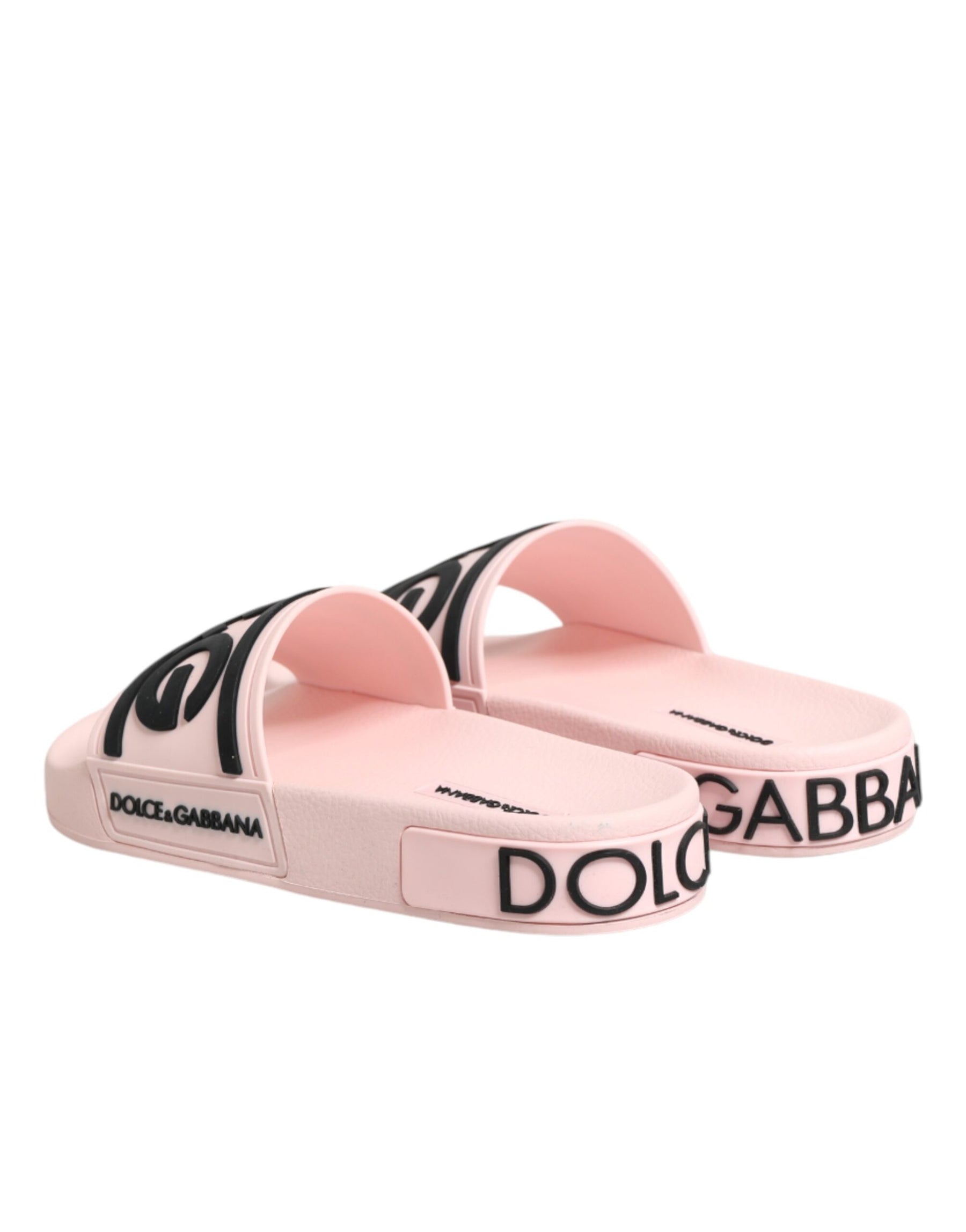 Dolce & Gabbana Pink Rubber Slides Sandals Beachwear Shoes | Regal Royce