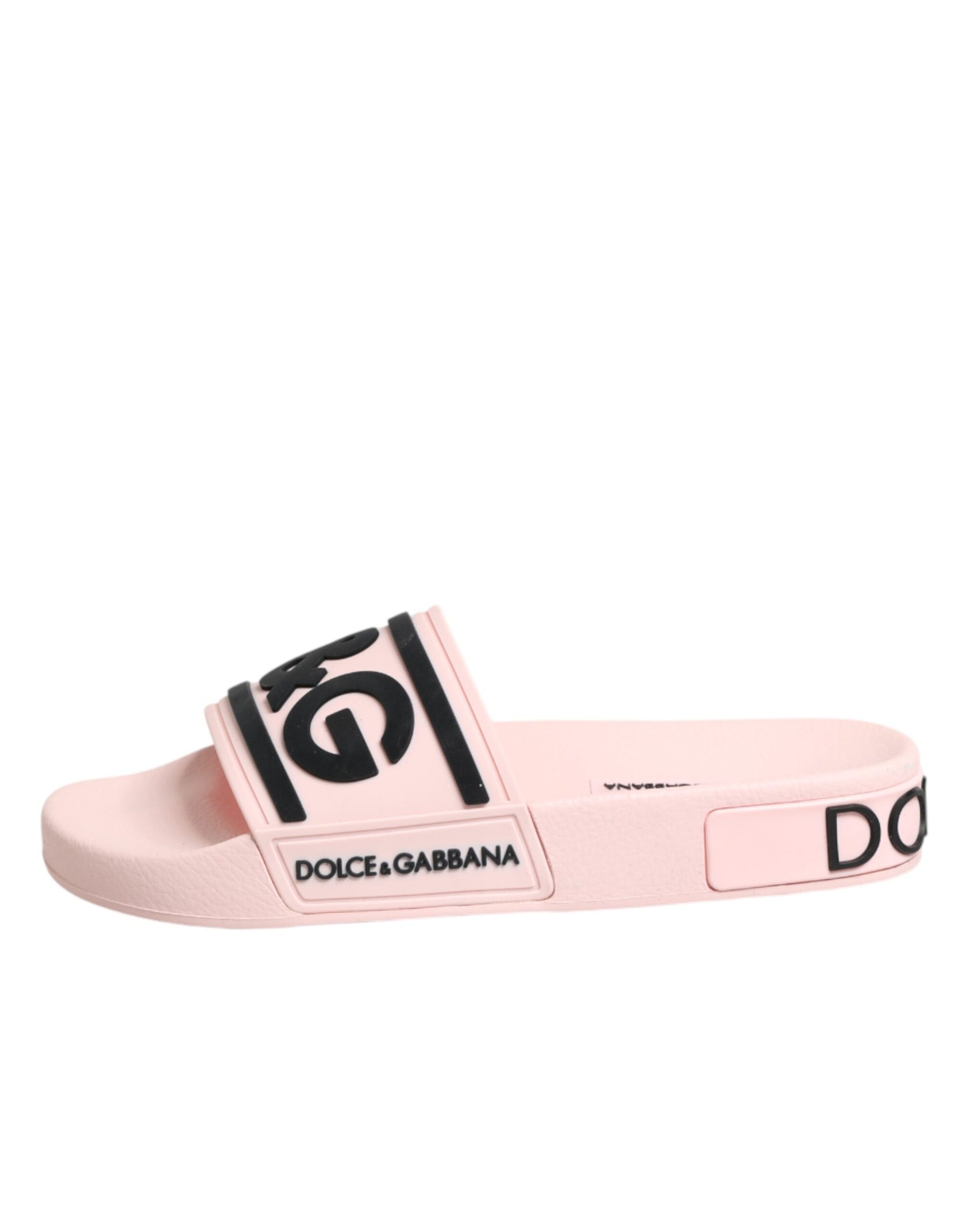 Dolce & Gabbana Pink Rubber Slides Sandals Beachwear Shoes | Regal Royce
