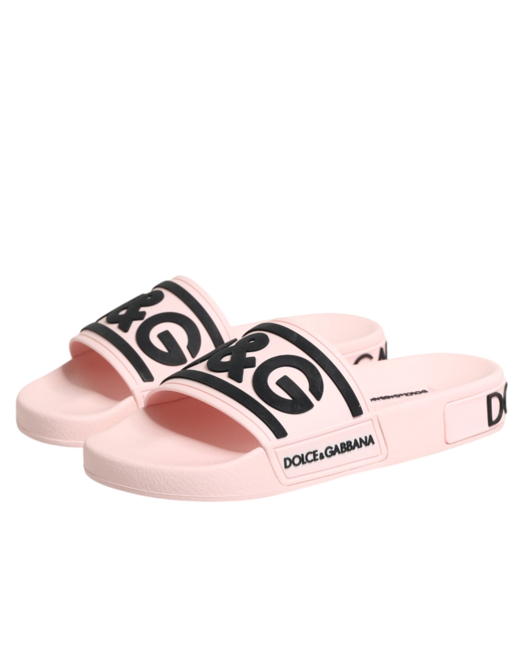 Dolce & Gabbana Pink Rubber Slides Sandals Beachwear Shoes | Regal Royce