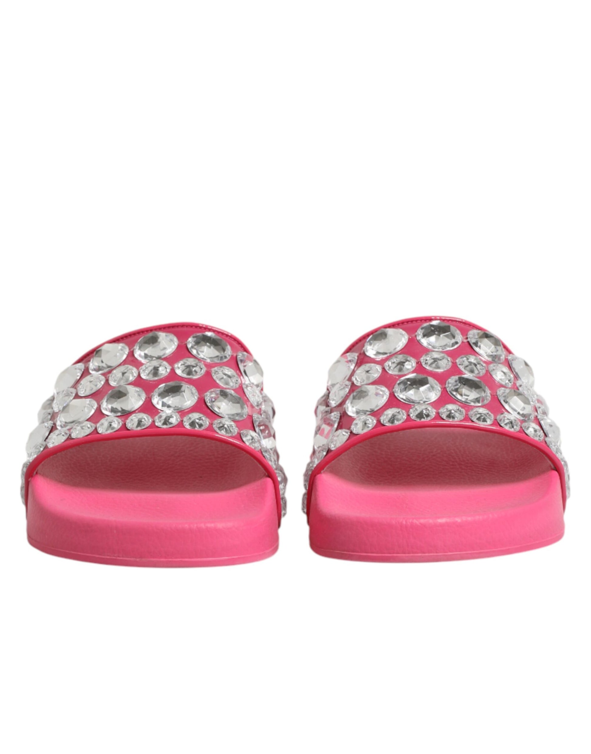 Dolce & Gabbana Pink Crystal Slides Sandals Beachwear Shoes
