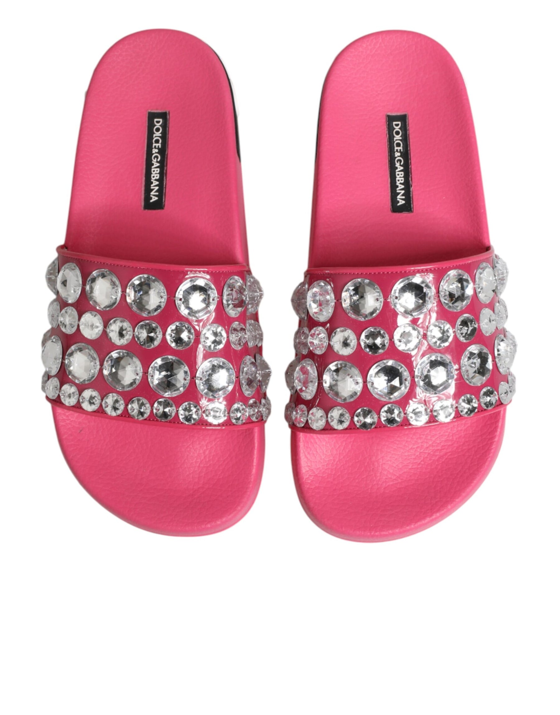 Dolce & Gabbana Pink Crystal Slides Sandals Beachwear Shoes | Regal Royce