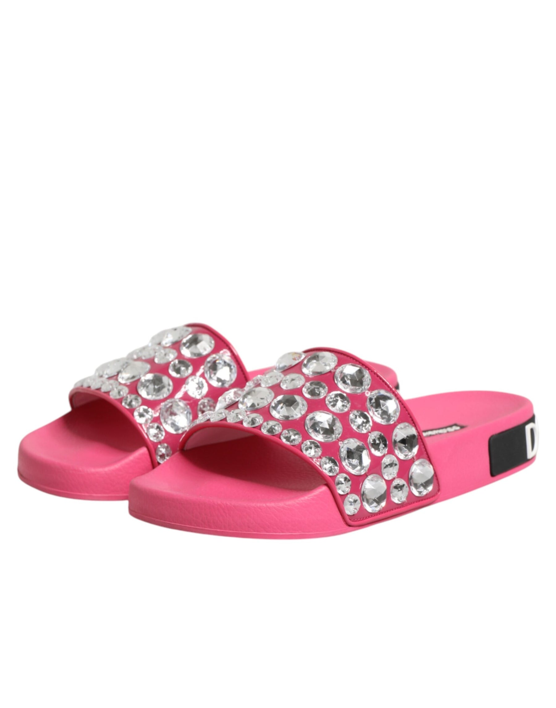 Dolce & Gabbana Pink Crystal Slides Sandals Beachwear Shoes | Regal Royce