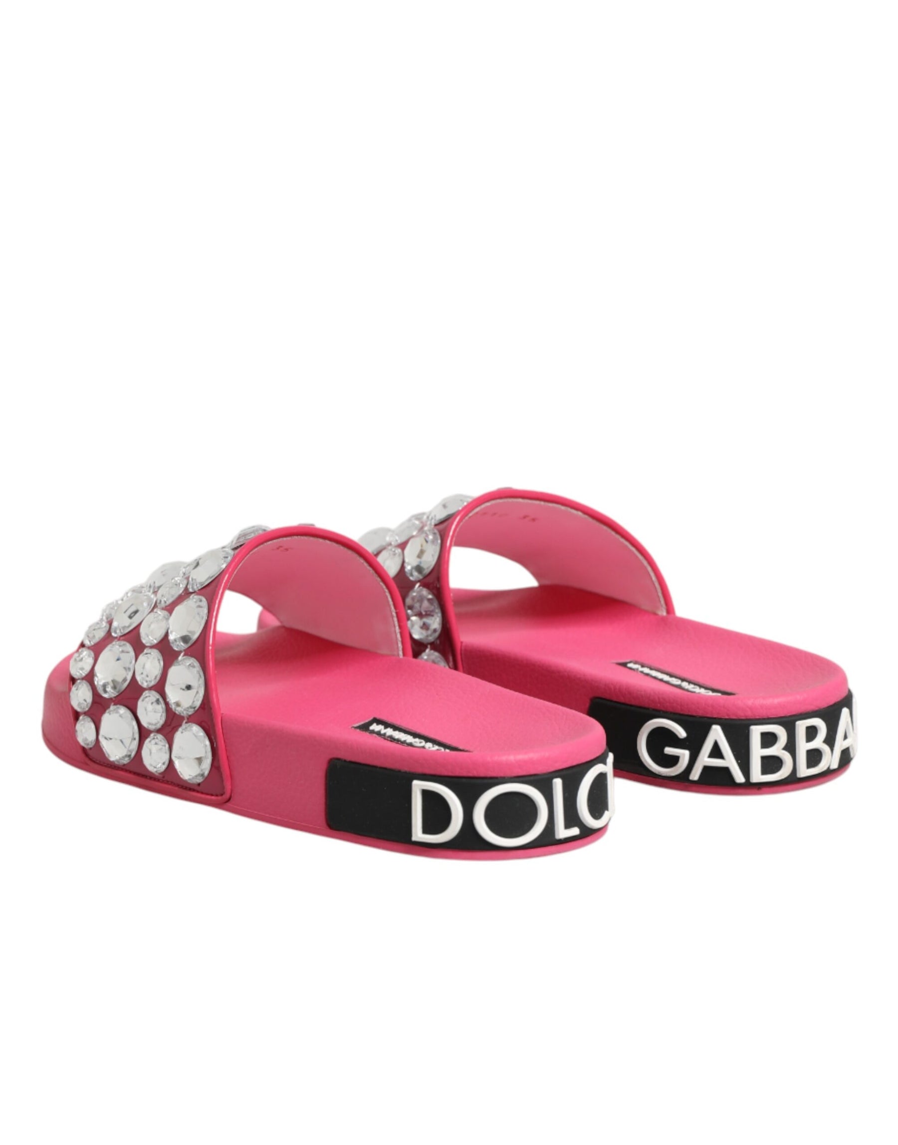 Dolce & Gabbana Pink Crystal Slides Sandals Beachwear Shoes | Regal Royce