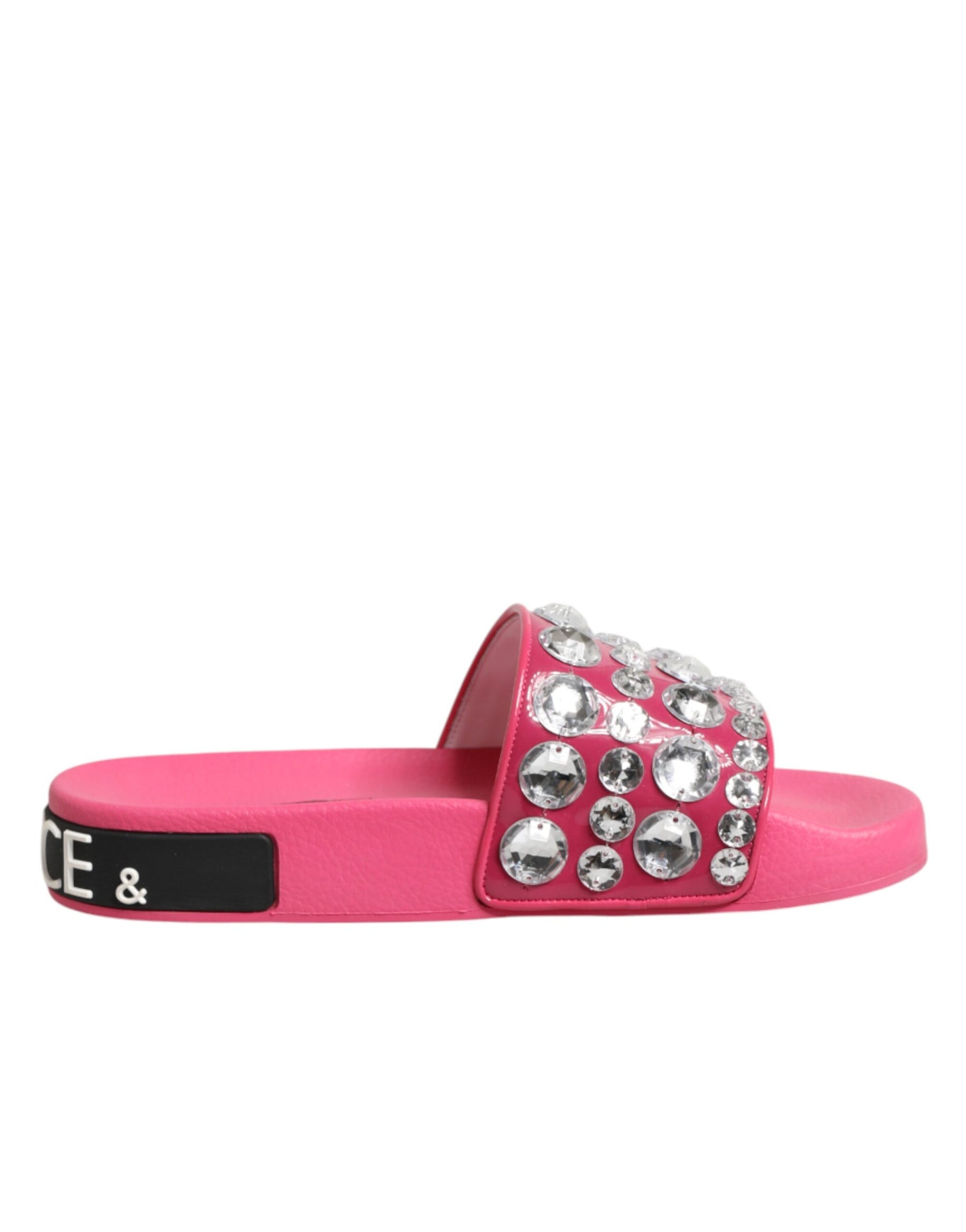 Dolce & Gabbana Pink Crystal Slides Sandals Beachwear Shoes | Regal Royce