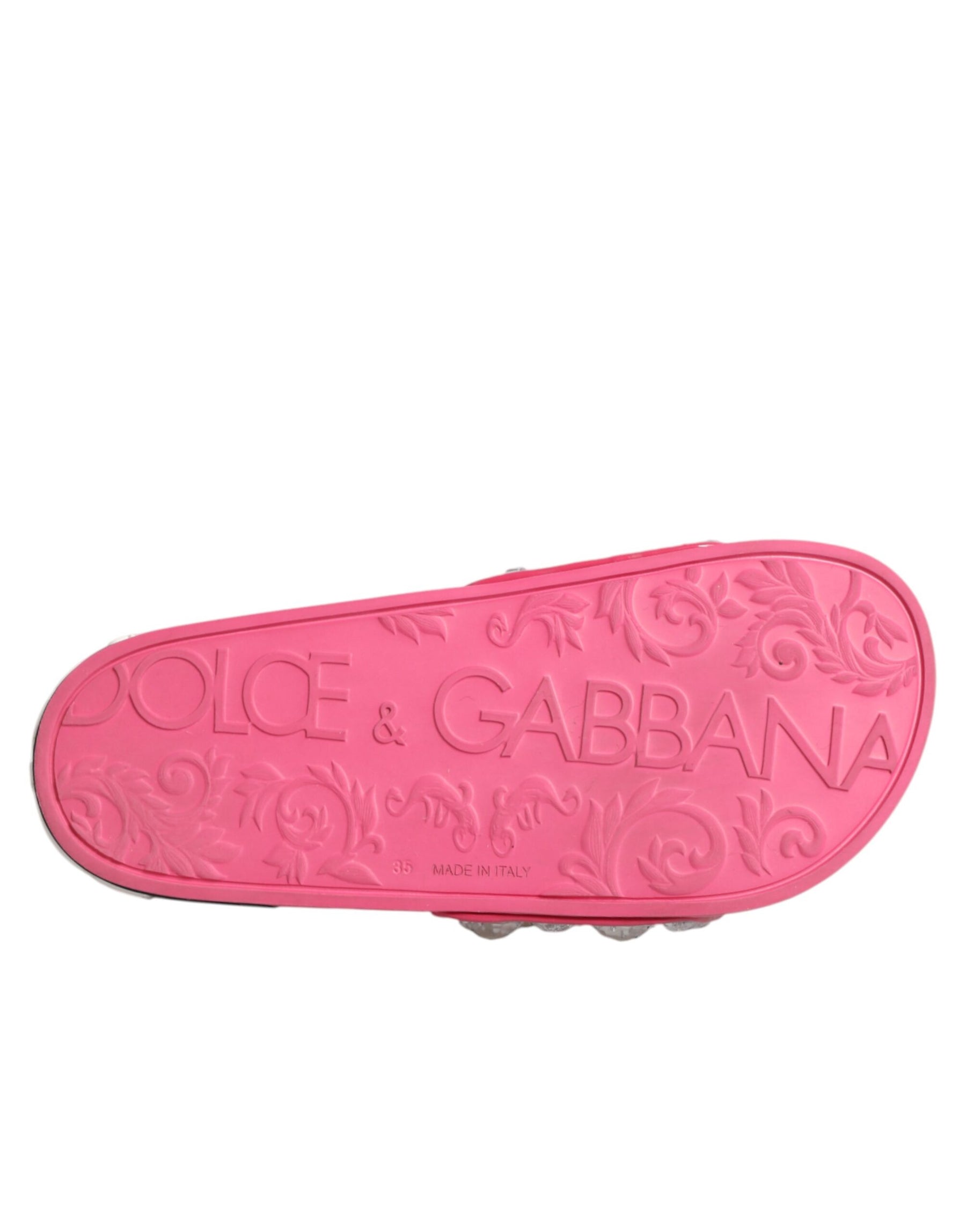 Dolce & Gabbana Pink Crystal Slides Sandals Beachwear Shoes | Regal Royce