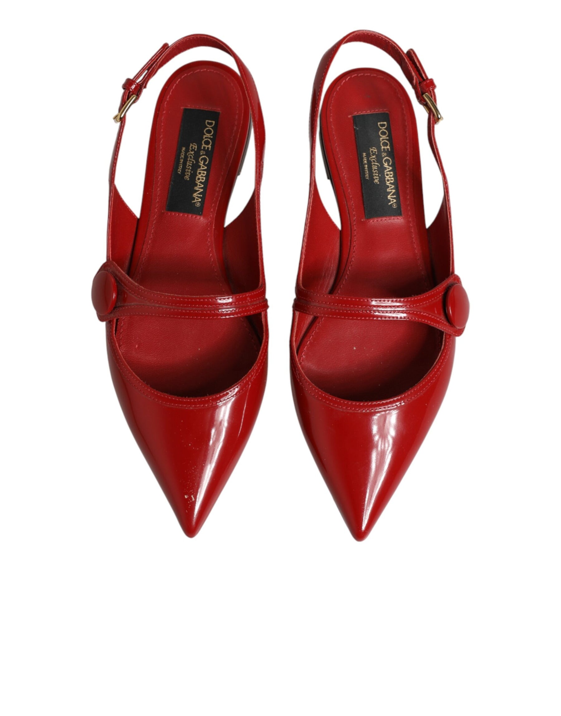 Dolce & Gabbana Red Leather Slingback Flats Sandals Shoes | Regal Royce