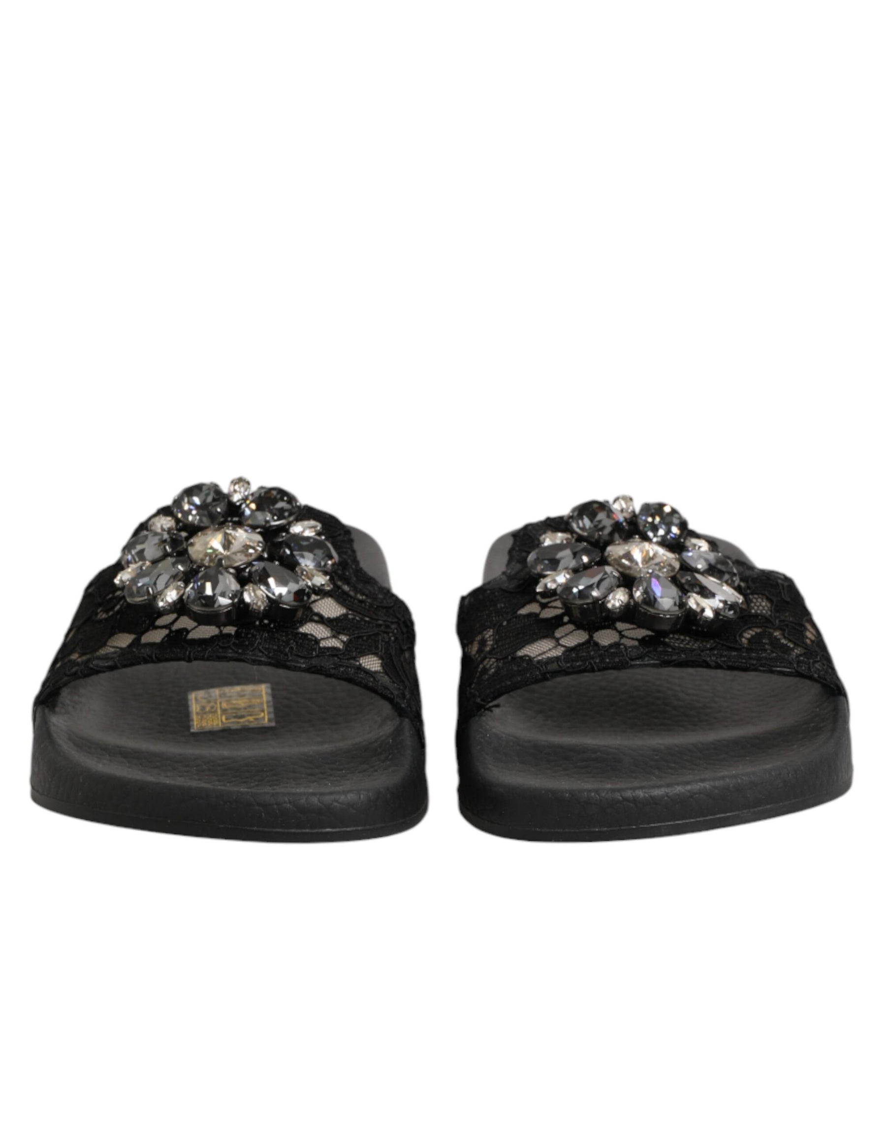 Dolce & Gabbana Black Devotion Matelassé Leather Slides Shoes | Regal Royce