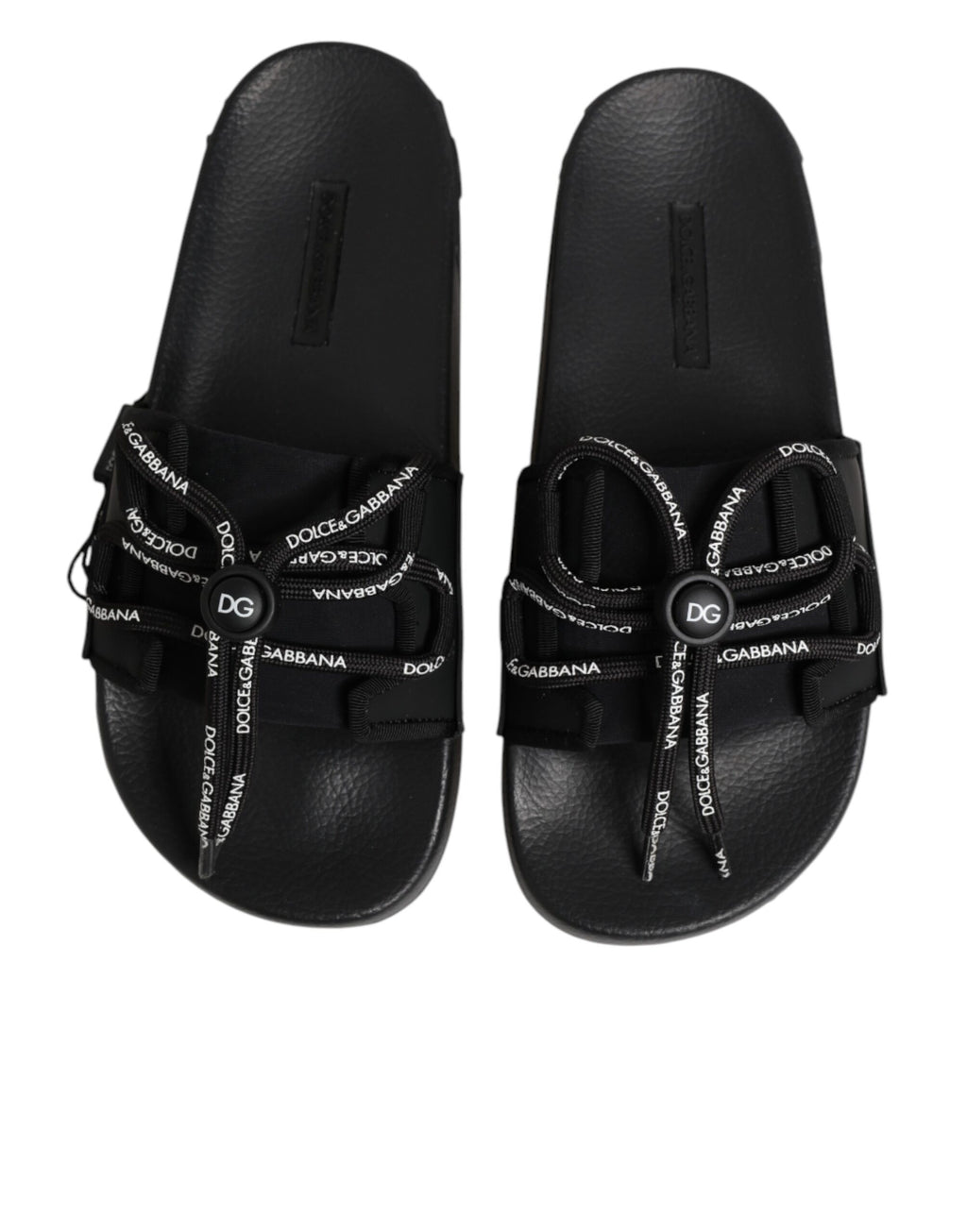 Dolce & Gabbana Black logo print Slides Beachwear Shoes