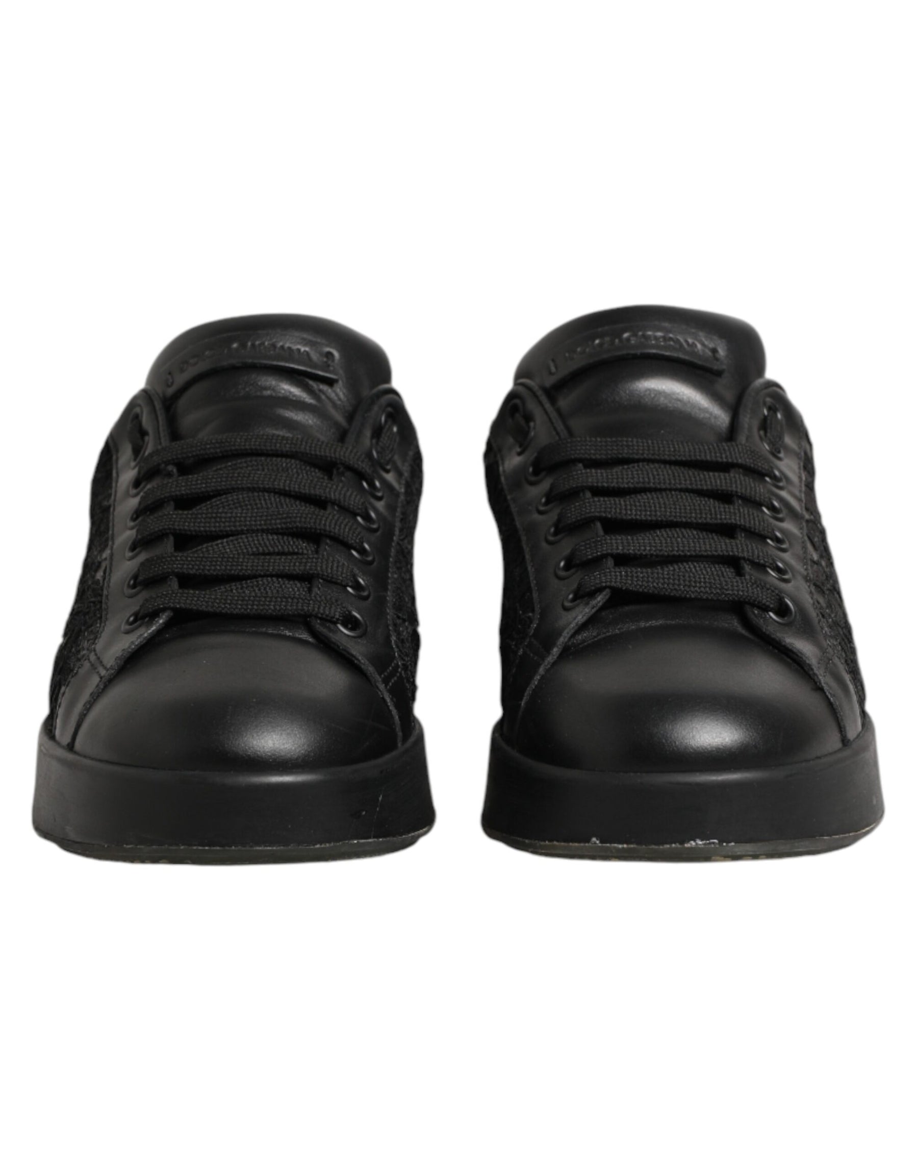 Dolce & Gabbana Black Floral Lace Low Top Sneakers Shoes | Regal Royce