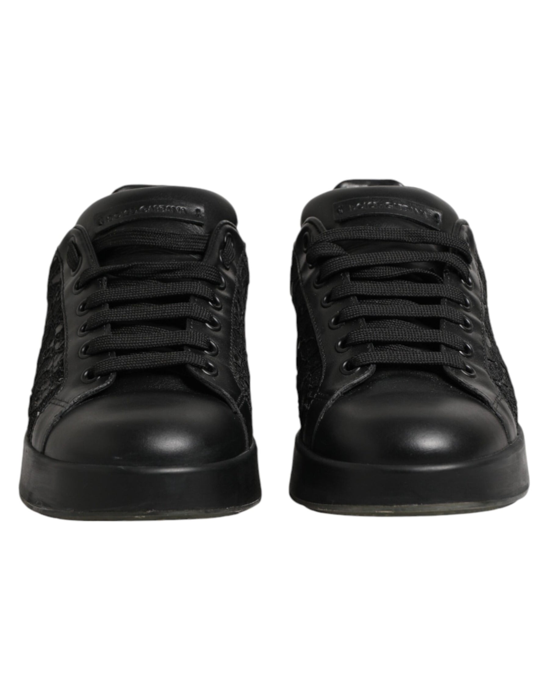 Dolce & Gabbana Black Floral Lace Low Top Sneaker Shoes | Regal Royce