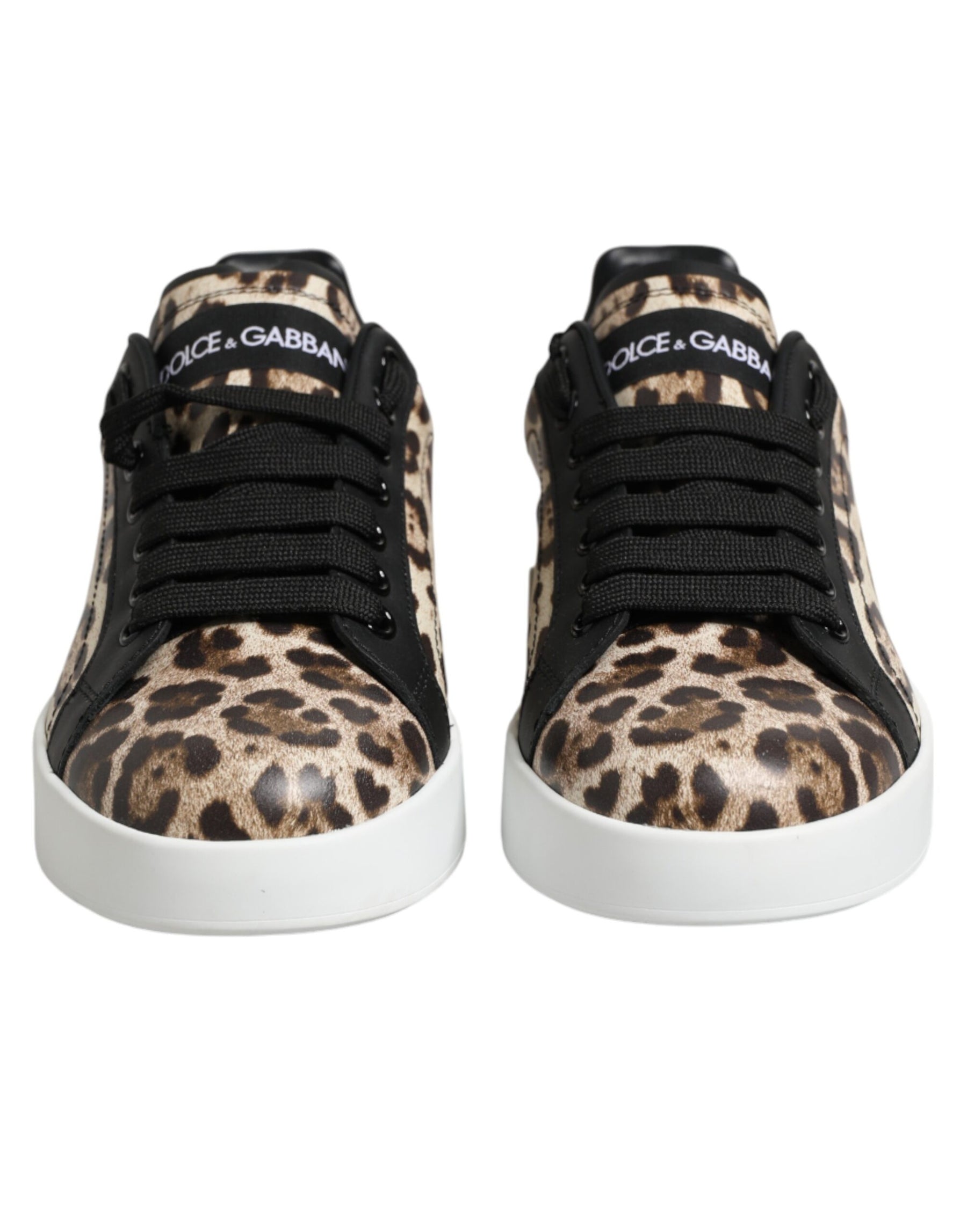 Dolce & Gabbana Brown Leather Leopard Low Top Sneakers Shoes | Regal Royce