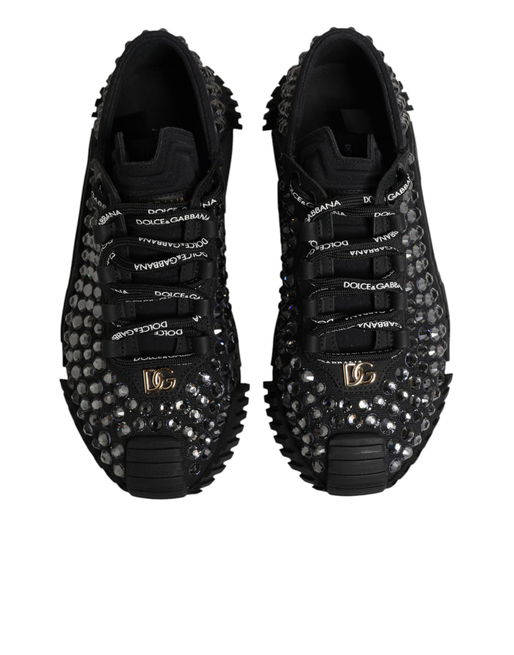Dolce & Gabbana Shoes Black Embellished Low Top NS1 Sneakers Shoes