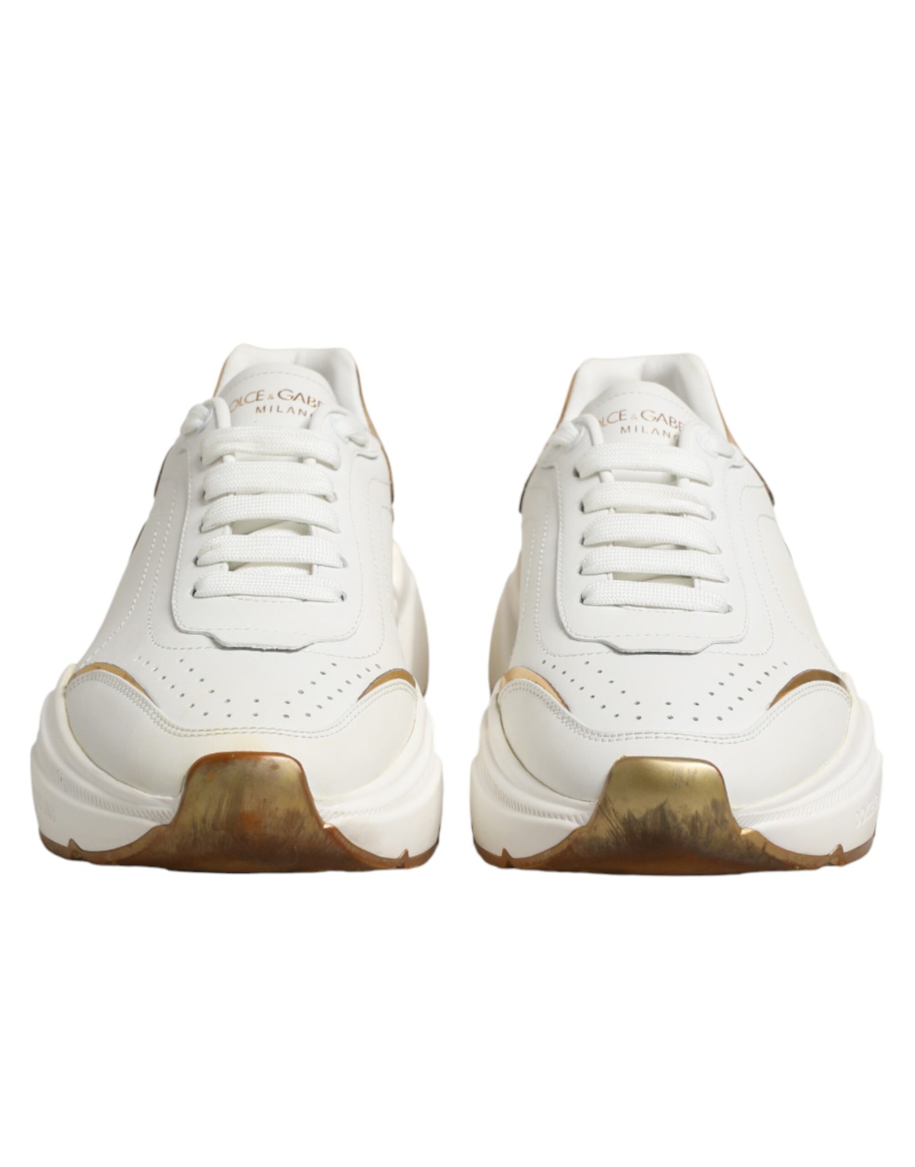 Dolce & Gabbana White Gold Daymaster Low Top Sneakers Shoes | Regal Royce