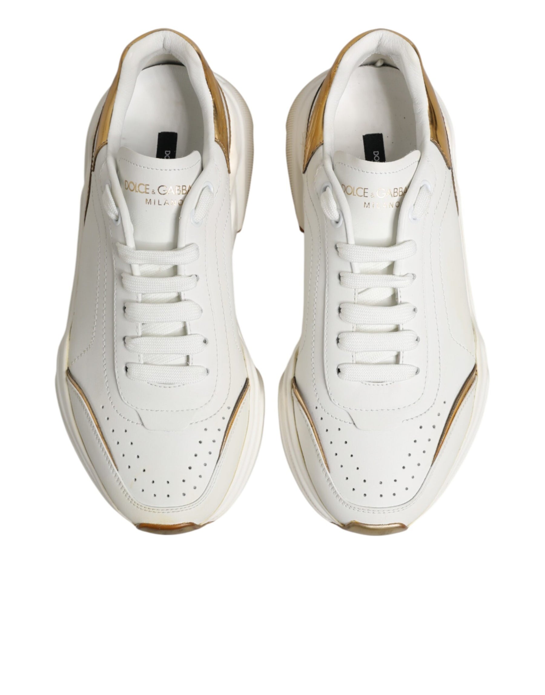 Dolce & Gabbana White Gold Daymaster Low Top Sneakers Shoes | Regal Royce
