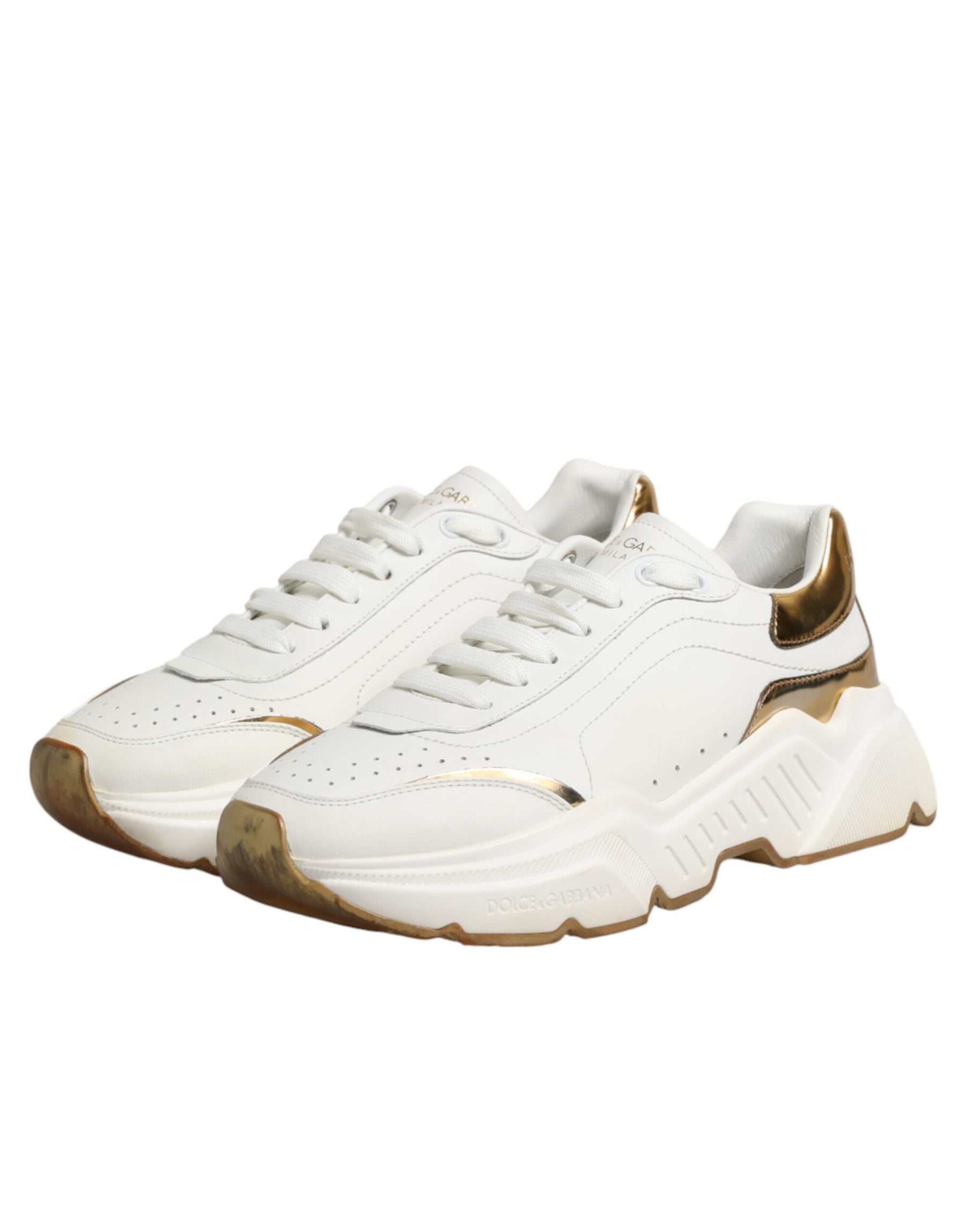 Dolce & Gabbana White Gold Daymaster Low Top Sneakers Shoes | Regal Royce