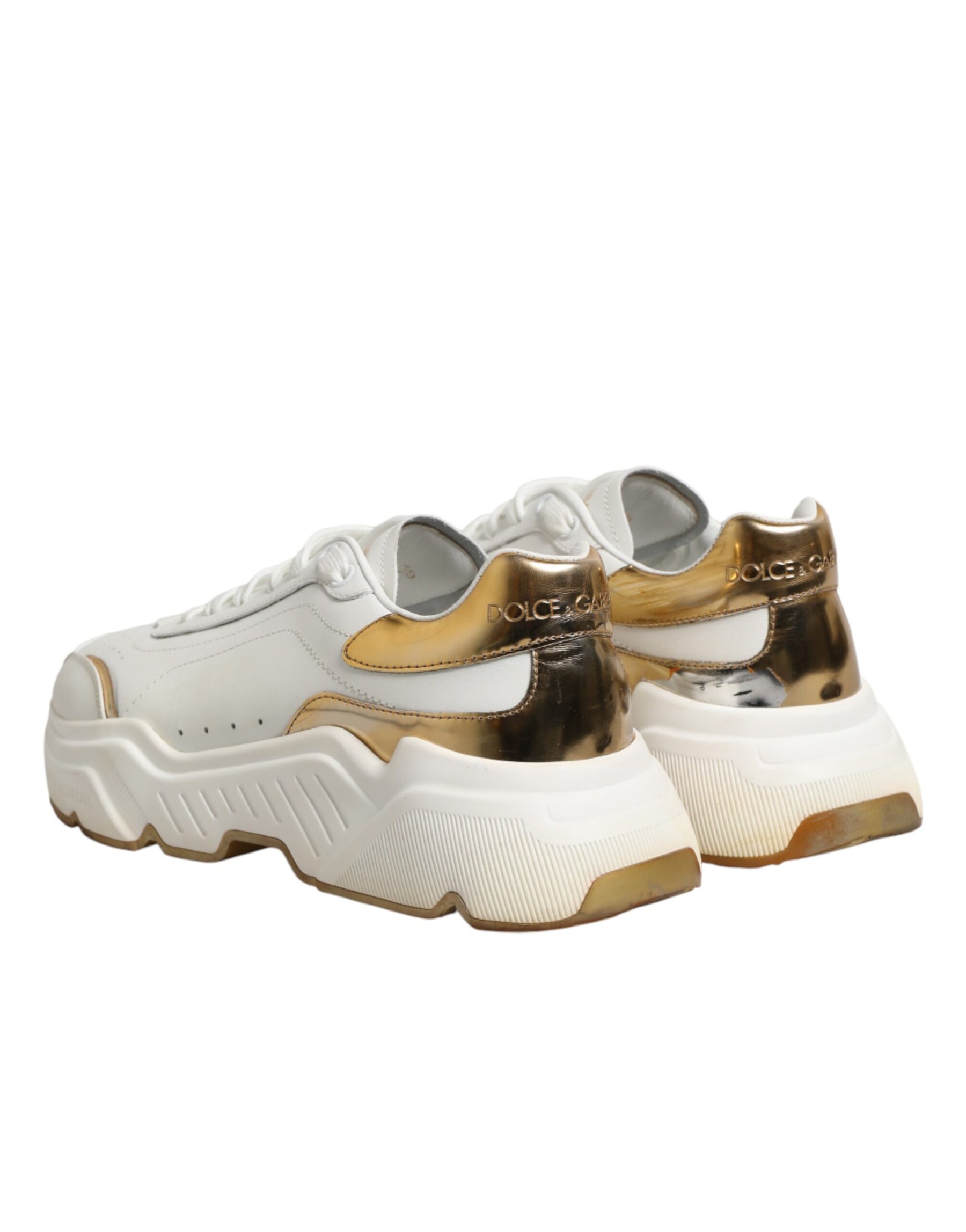 Dolce & Gabbana White Gold Daymaster Low Top Sneakers Shoes | Regal Royce