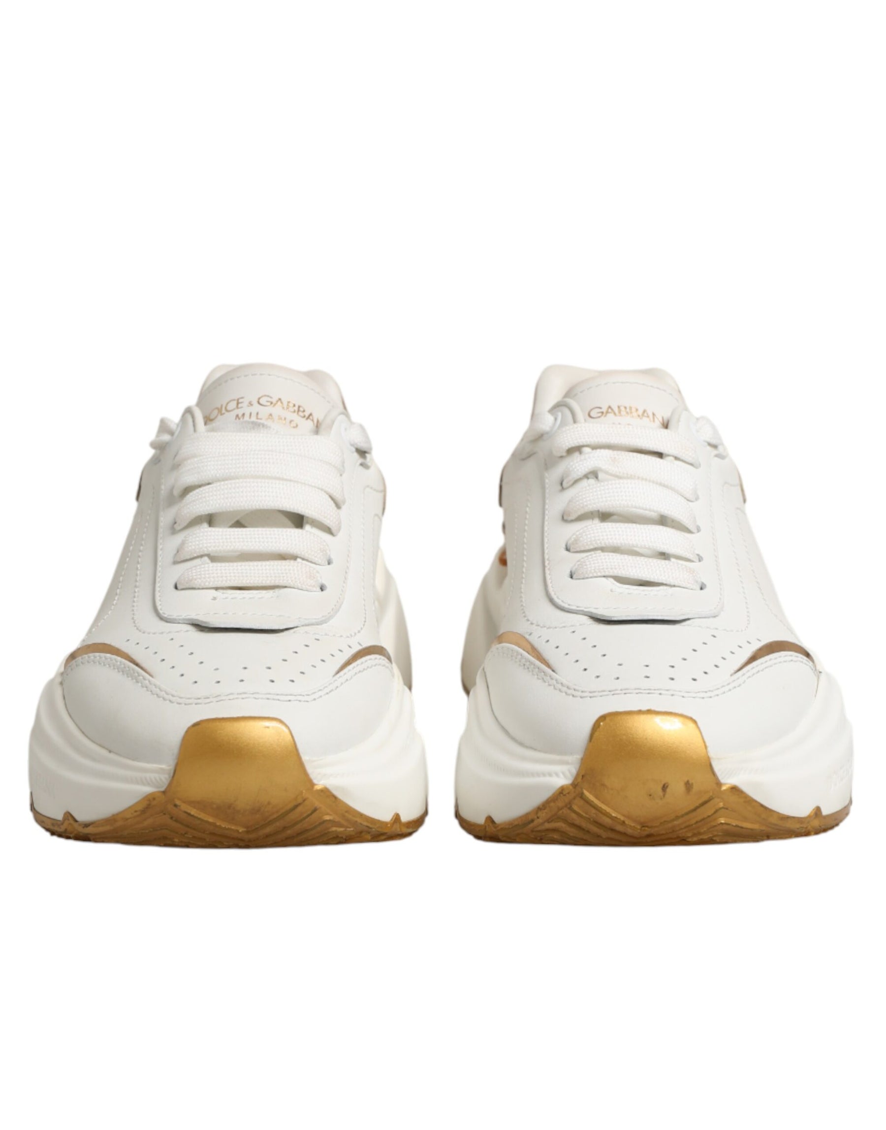 Dolce & Gabbana White Gold Daymaster Low Top Sneakers Shoes | Regal Royce