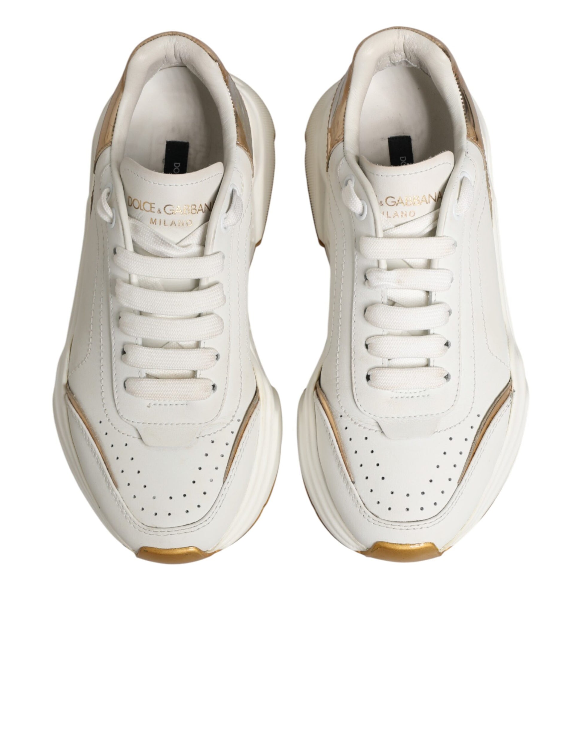 Dolce & Gabbana White Gold Daymaster Low Top Sneakers Shoes