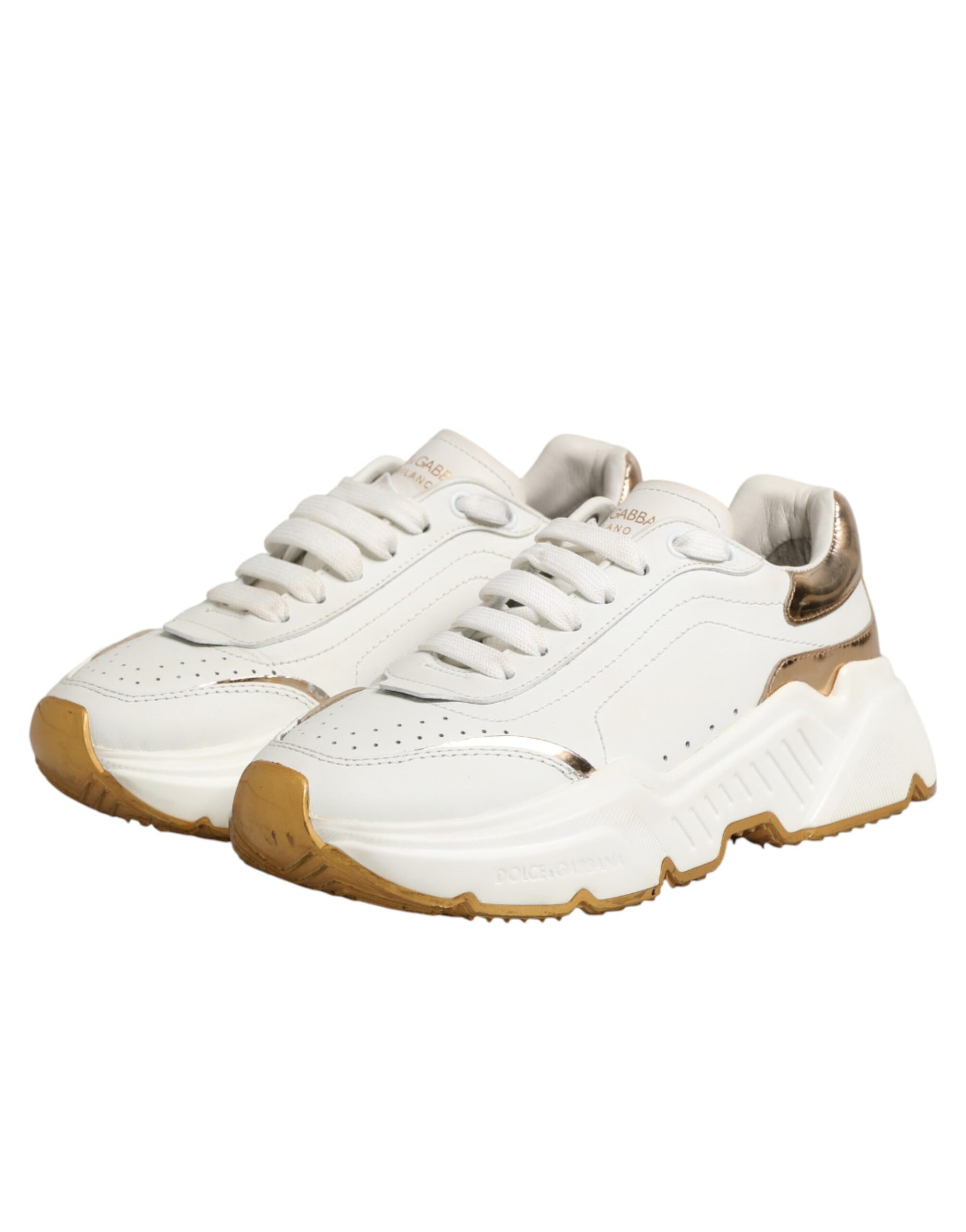 Dolce & Gabbana White Gold Daymaster Low Top Sneakers Shoes | Regal Royce
