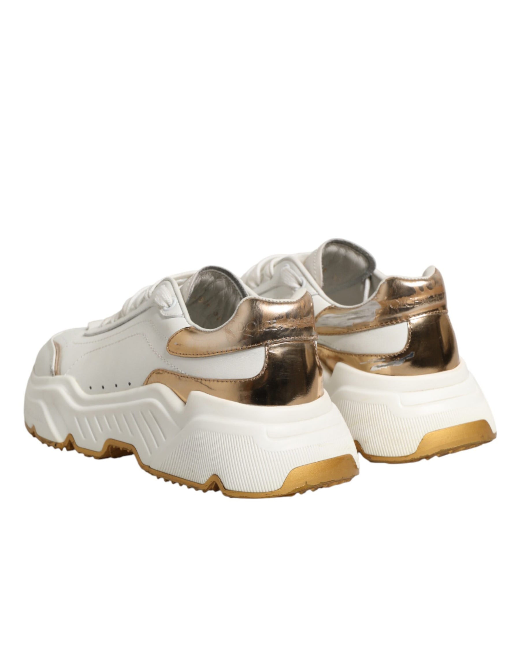 Dolce & Gabbana White Gold Daymaster Low Top Sneakers Shoes | Regal Royce